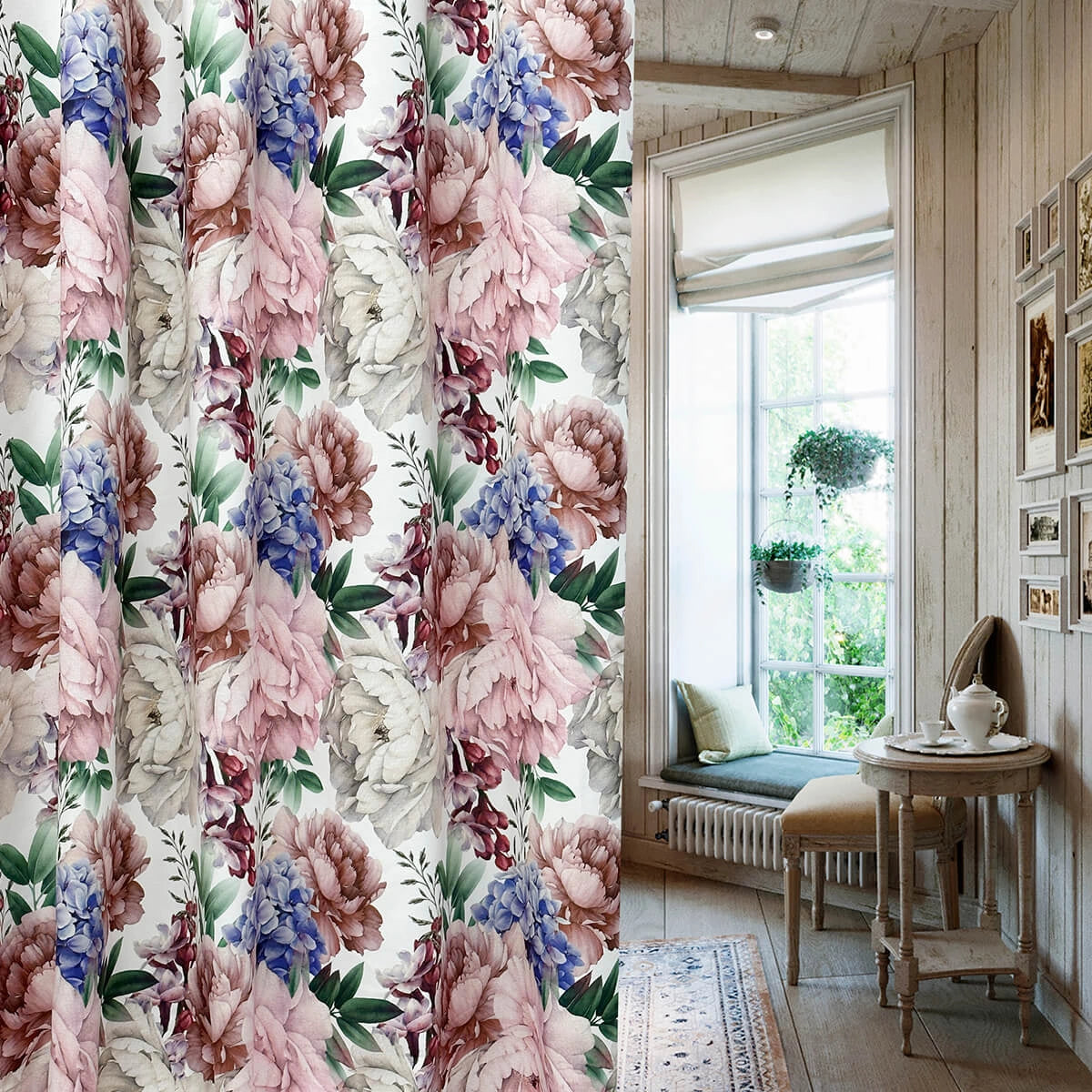 Curtains  floral with Hydrangea