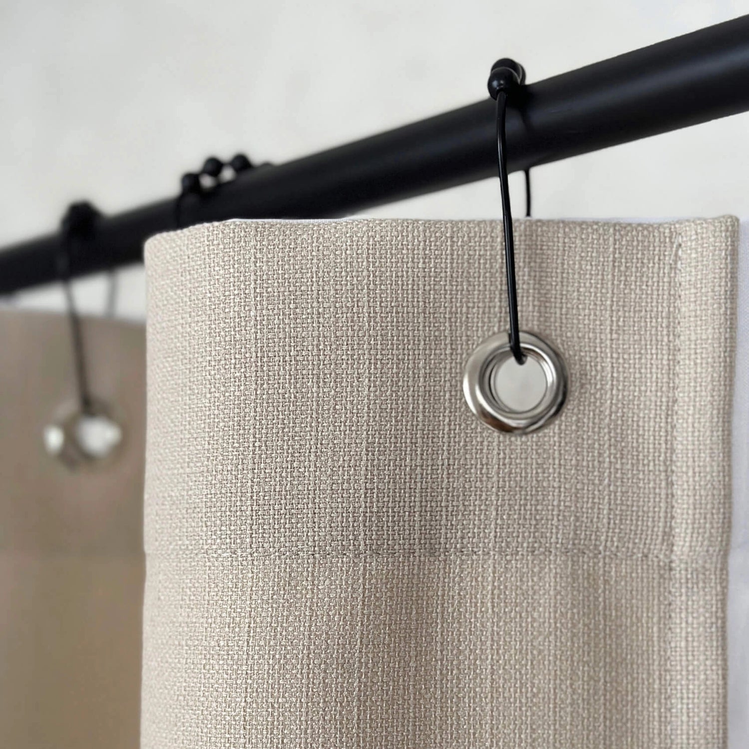 Linen Blend Shower Curtain Panel with Waterproof Lining, Grommets (Eylets) Top