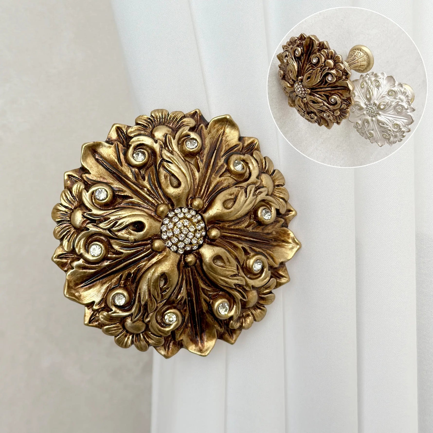 Wall Curtain Hook Round in Moroccan Style, Curtains Drape Tie Back Floral