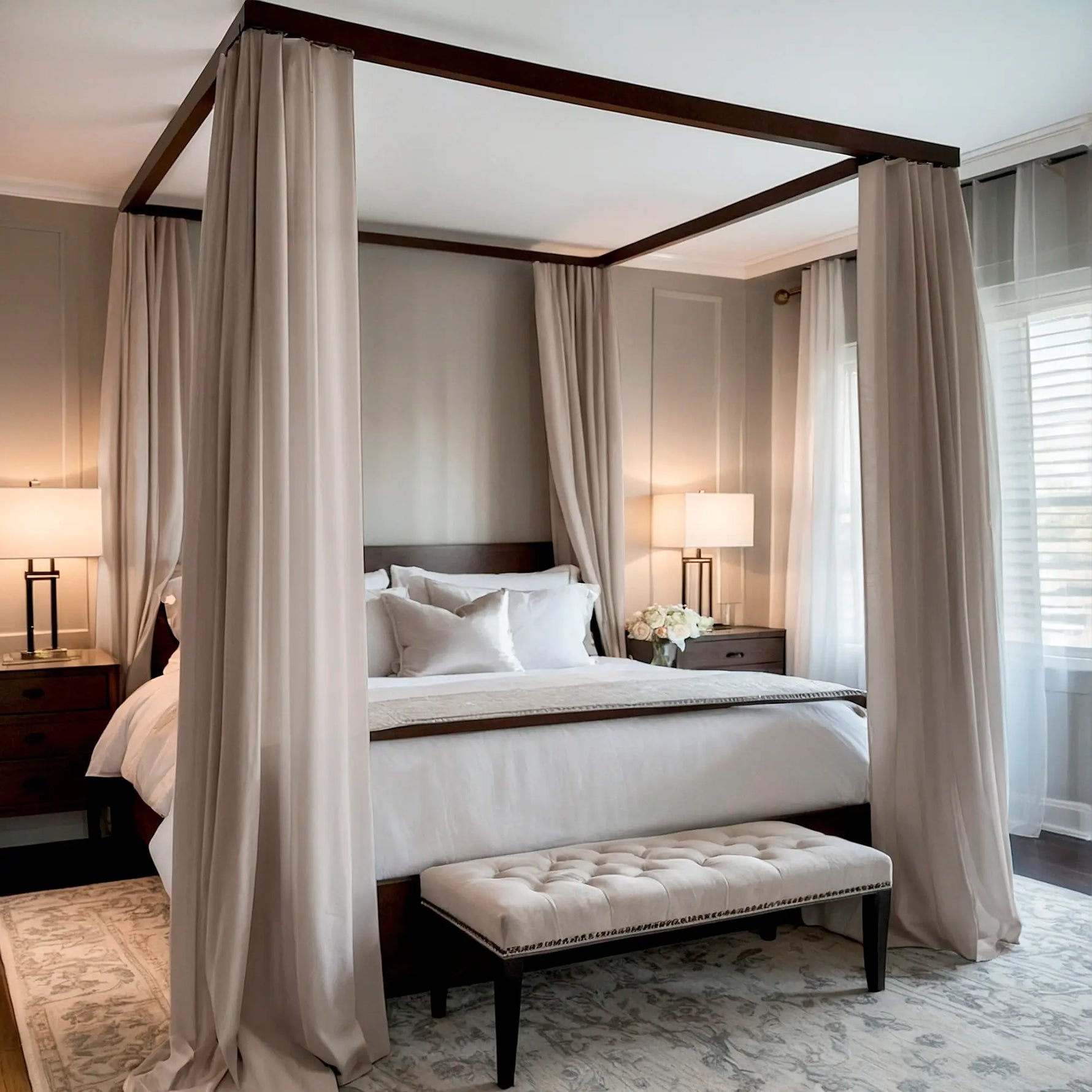 Linen Curtains Beige in Modern Style for bed