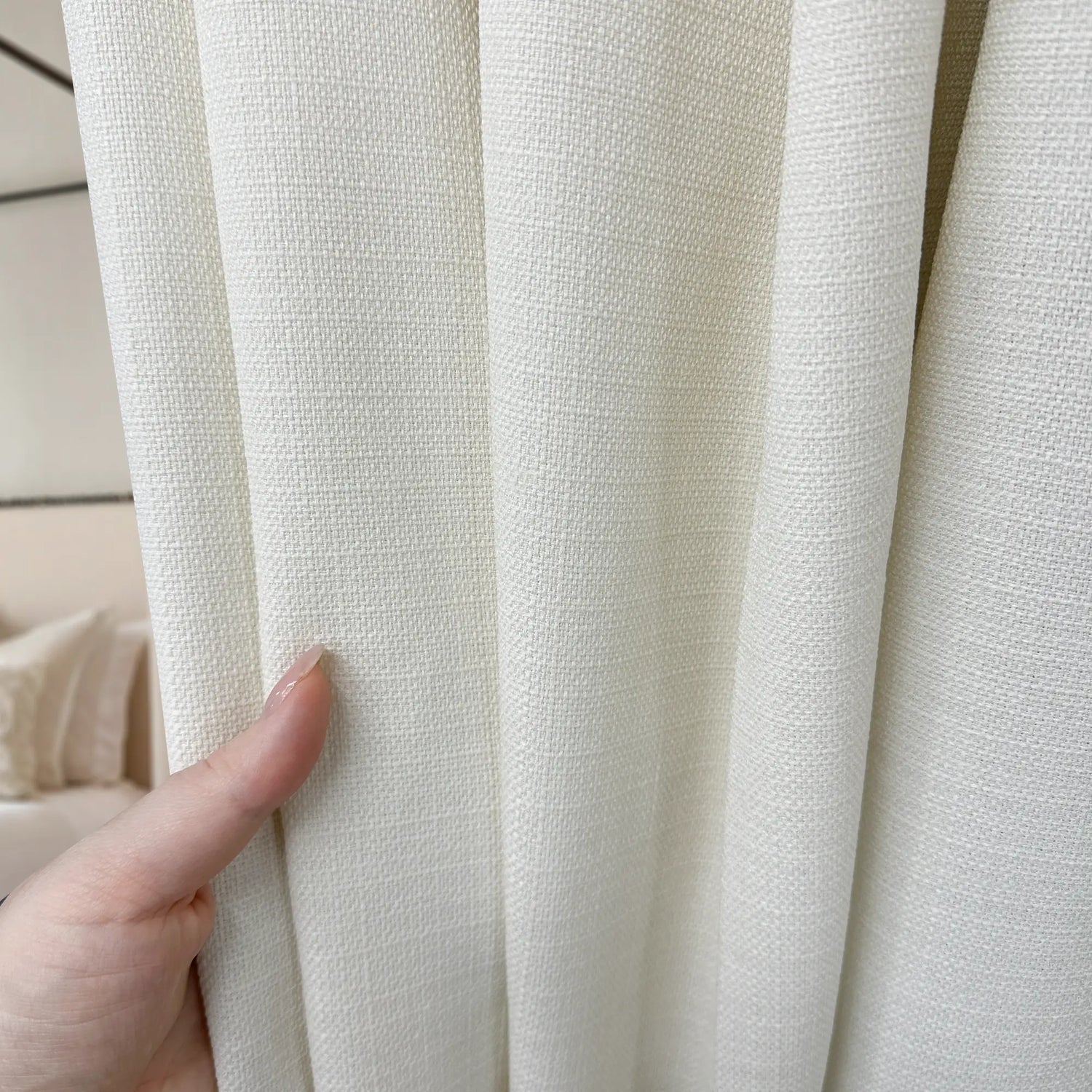 Linen Curtains Beige in Modern Style