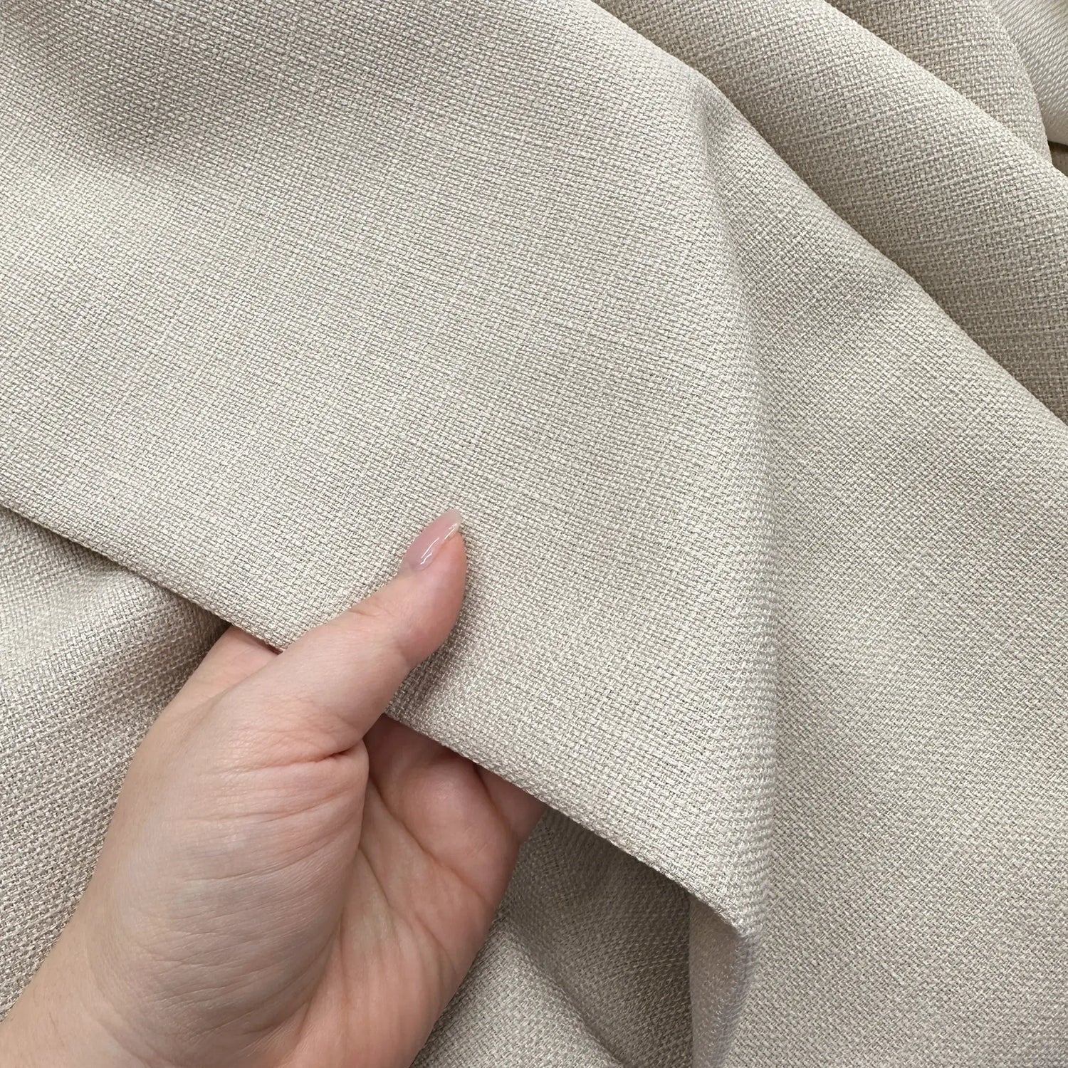 Linen Curtains Beige in Modern Style