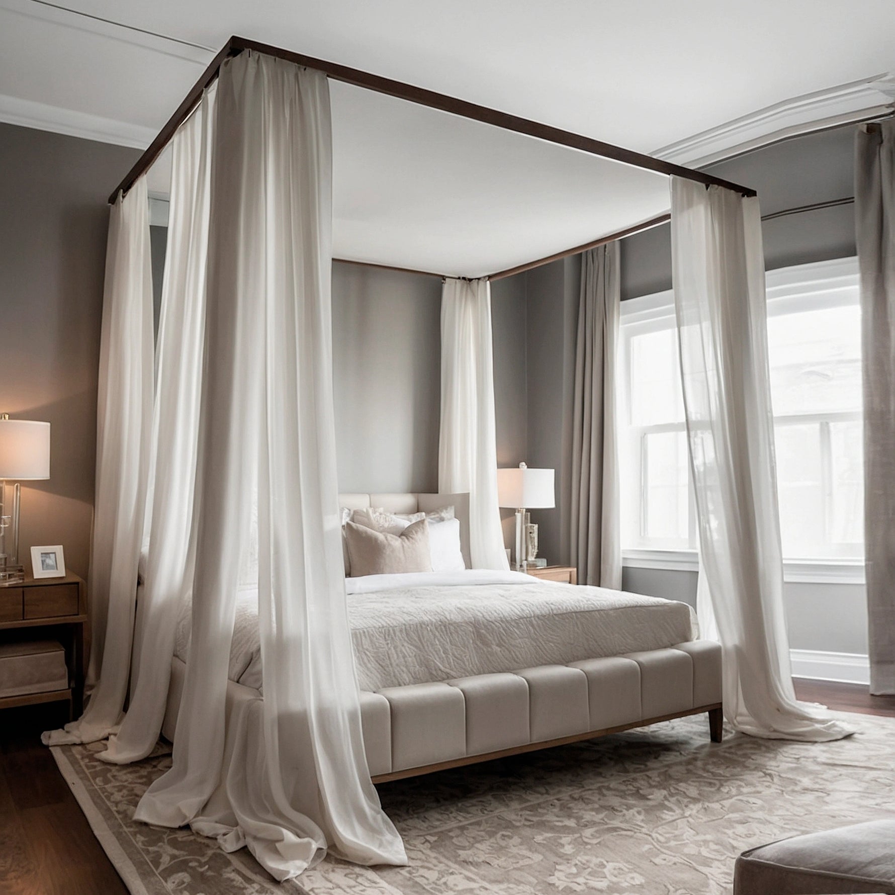 Silk Sheer Curtains for Adult Canopy Bed