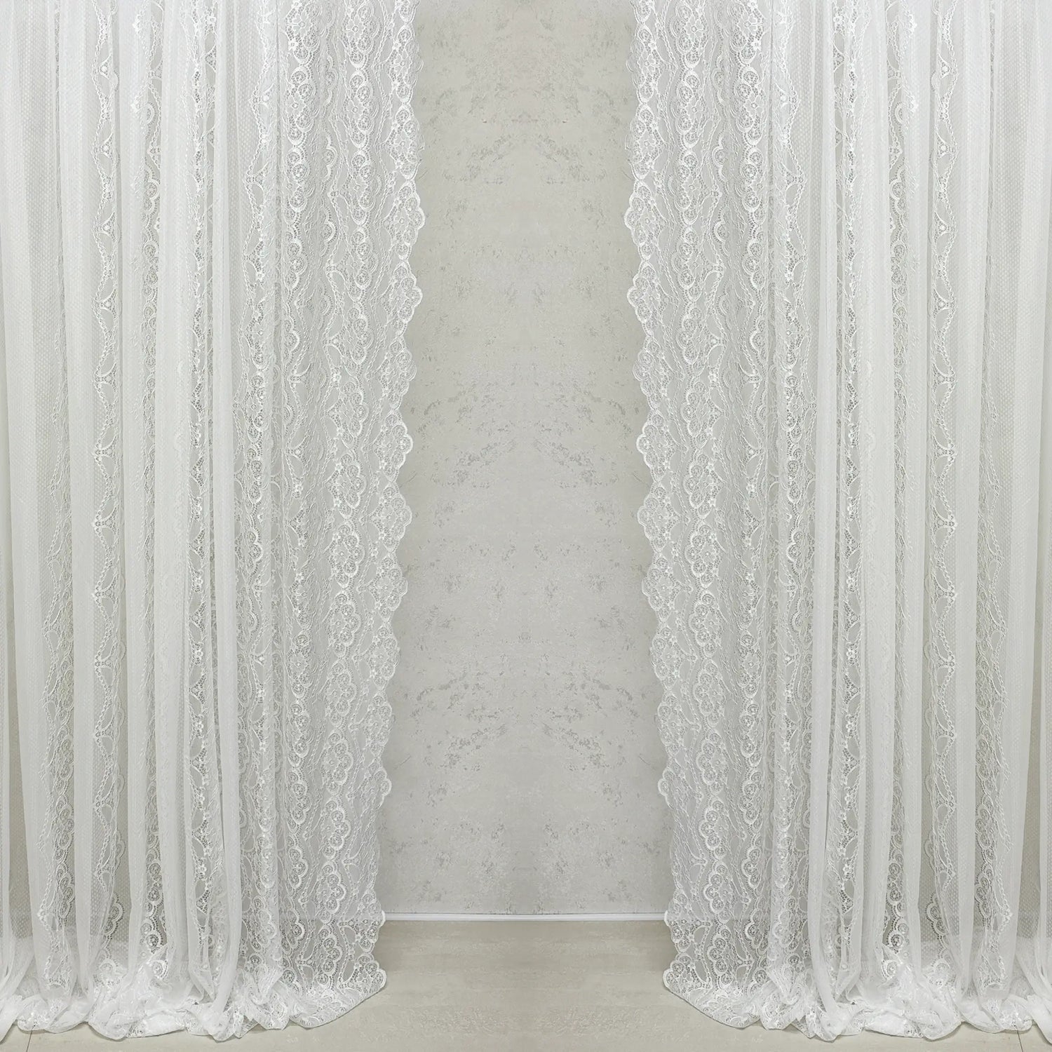 Curtains Ruffled Doorway in Vintage Style