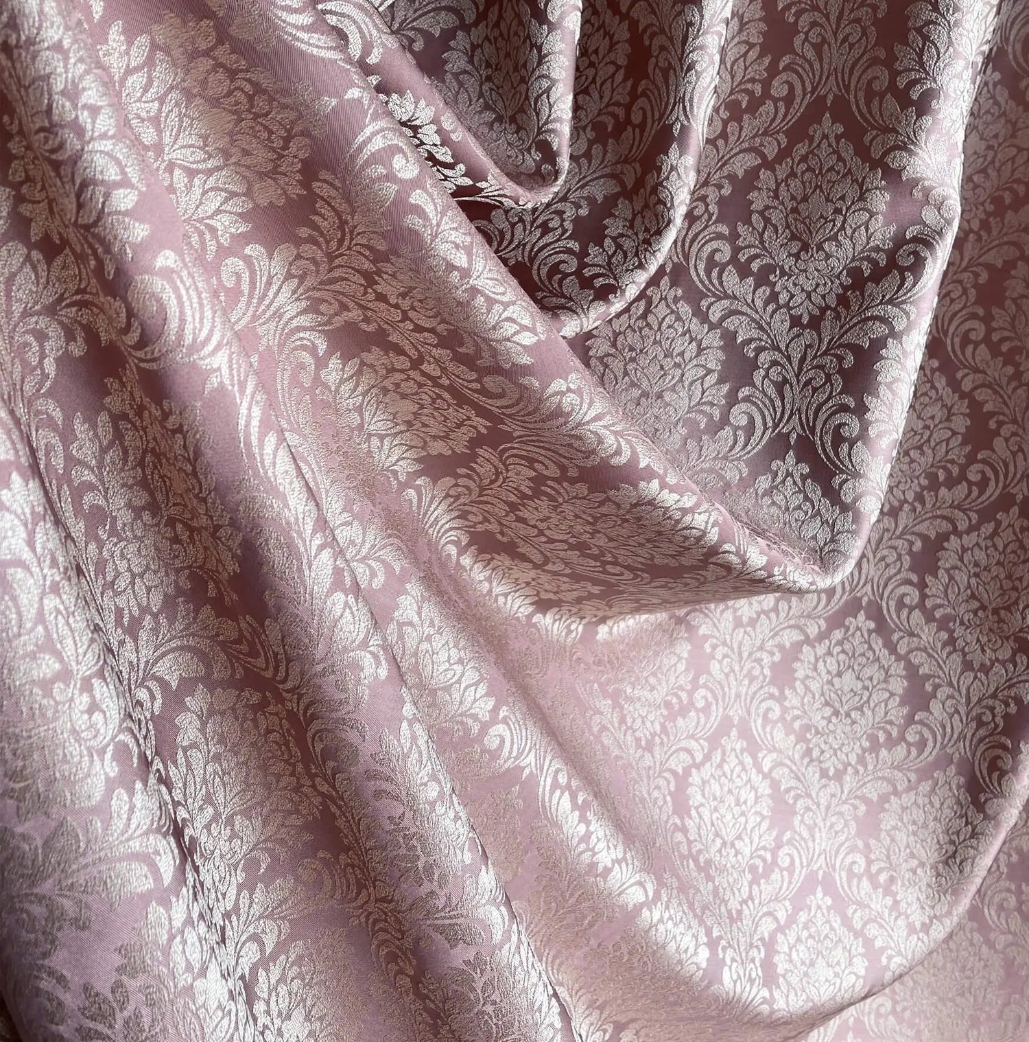 Curtains Jacquard Damask in Luxury Bohemian Style with Powder Pink Crown Pattern
