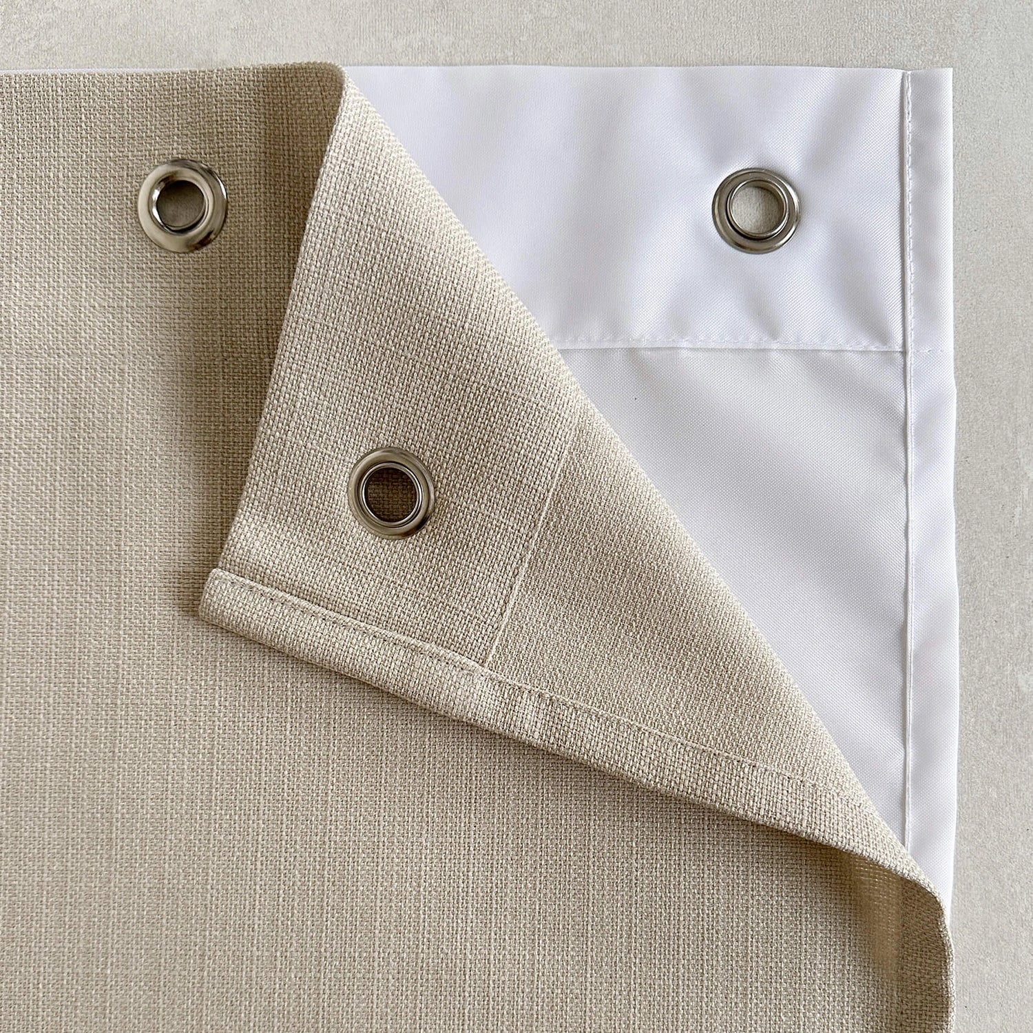 Linen Blend Shower Curtain Panel with Waterproof Lining, Grommets (Eylets) Top
