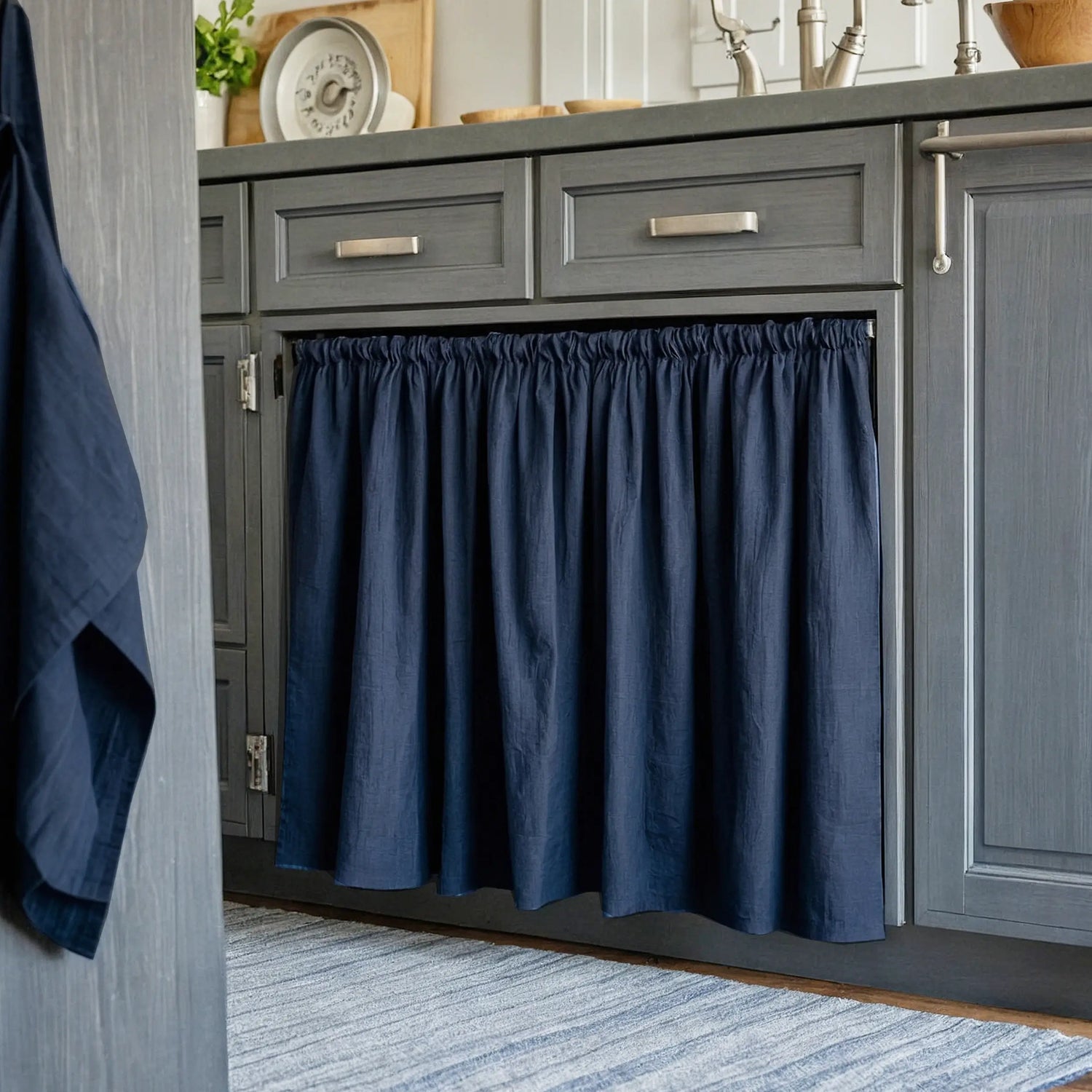 Shelf Skirt & Bookshelf Linen Valances Country Farmhouse Rod Pocket