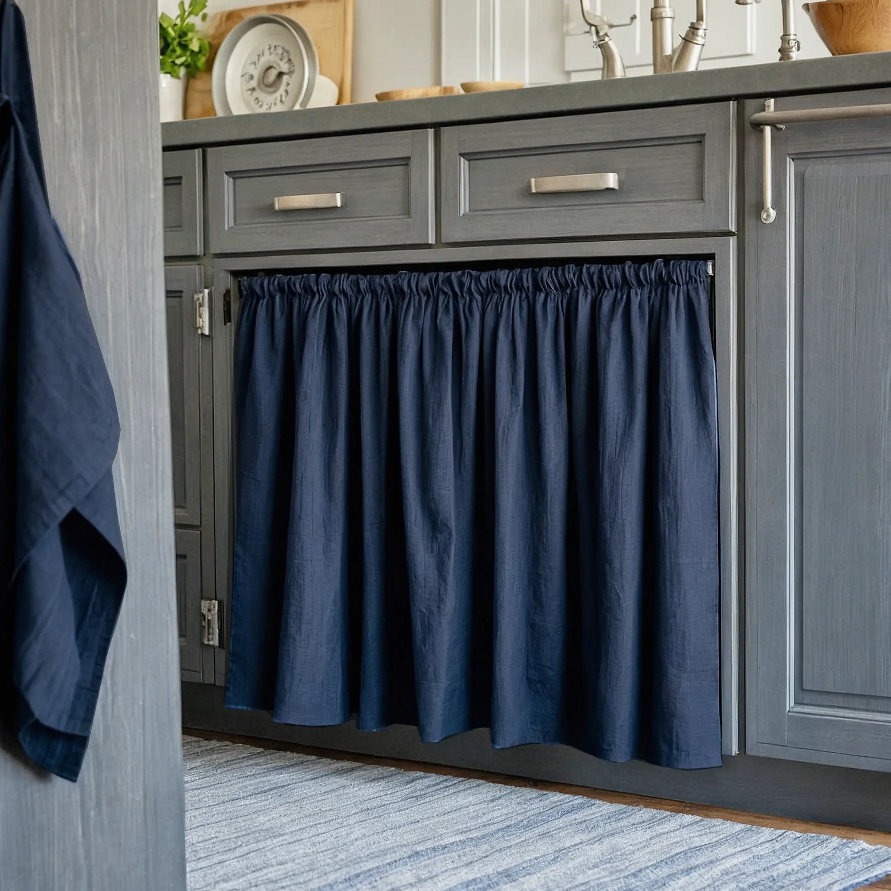 Shelf Skirt & Bookshelf Linen Valances Country Farmhouse Rod Pocket