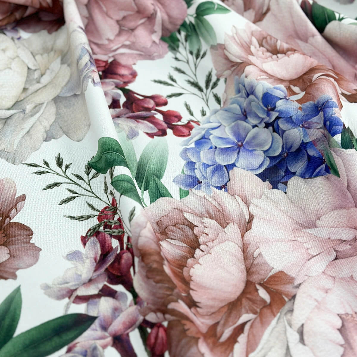 Curtains fabric floral with Hydrangea