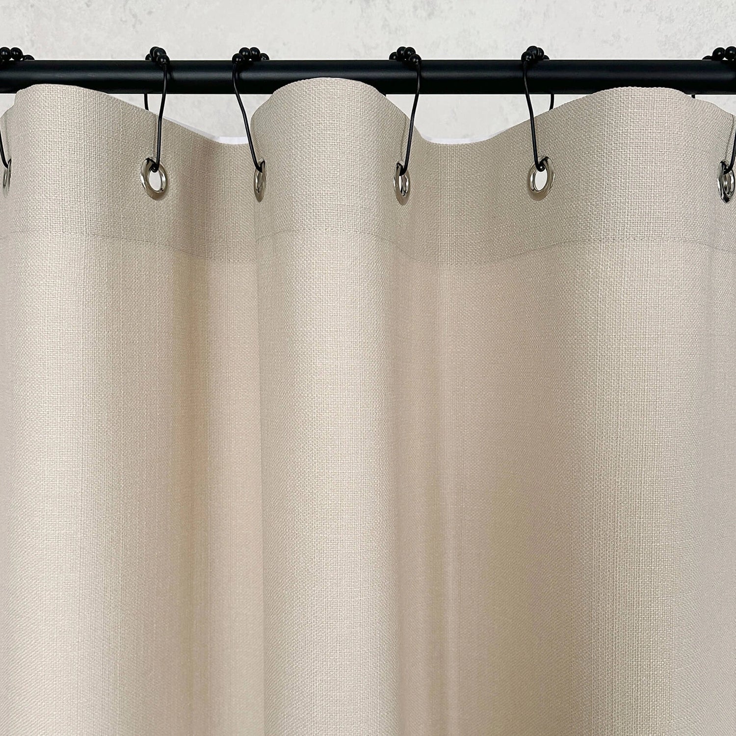 Linen Blend Shower Curtain Panel with Waterproof Lining, Grommets (Eylets) Top