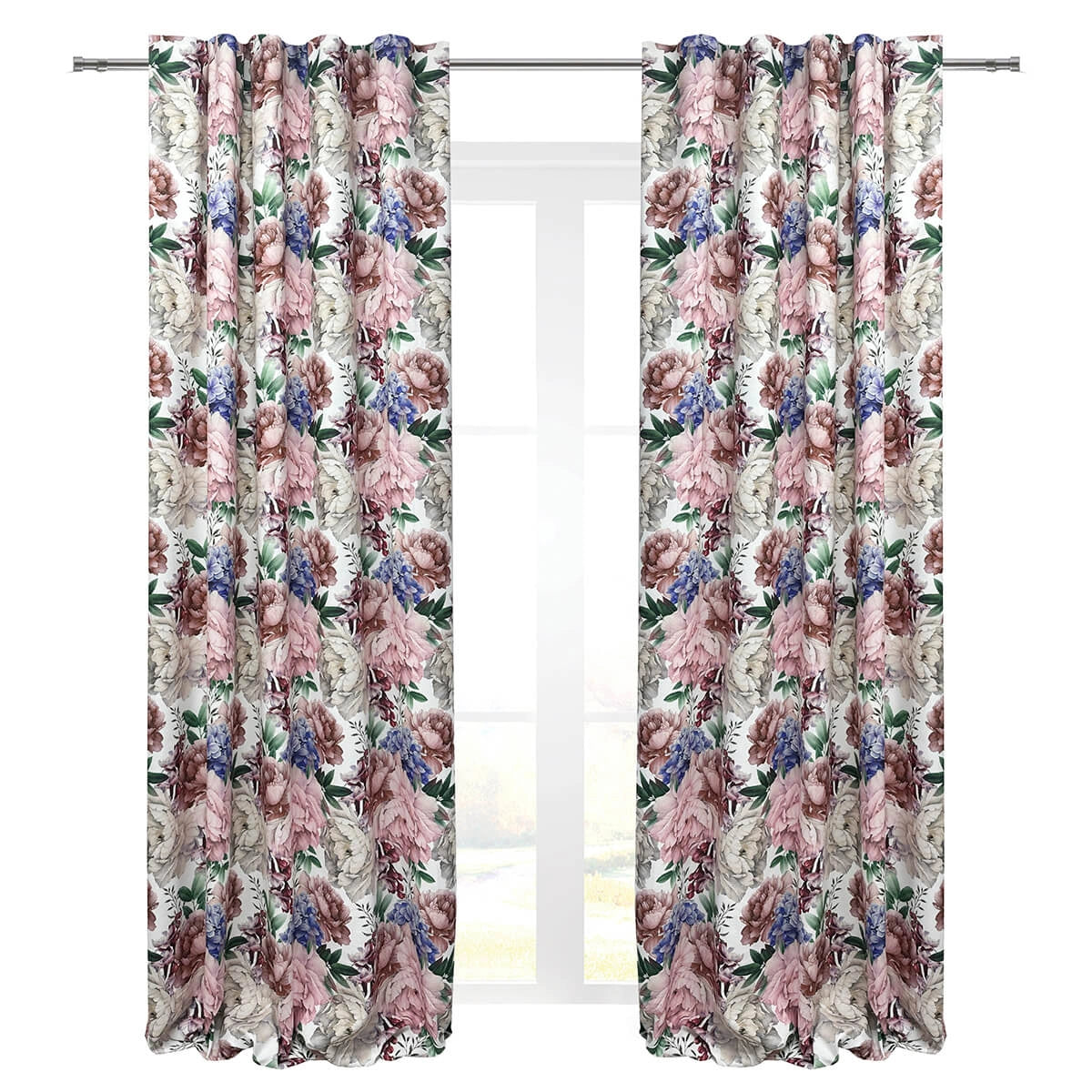 Curtains floral with Hydrangea