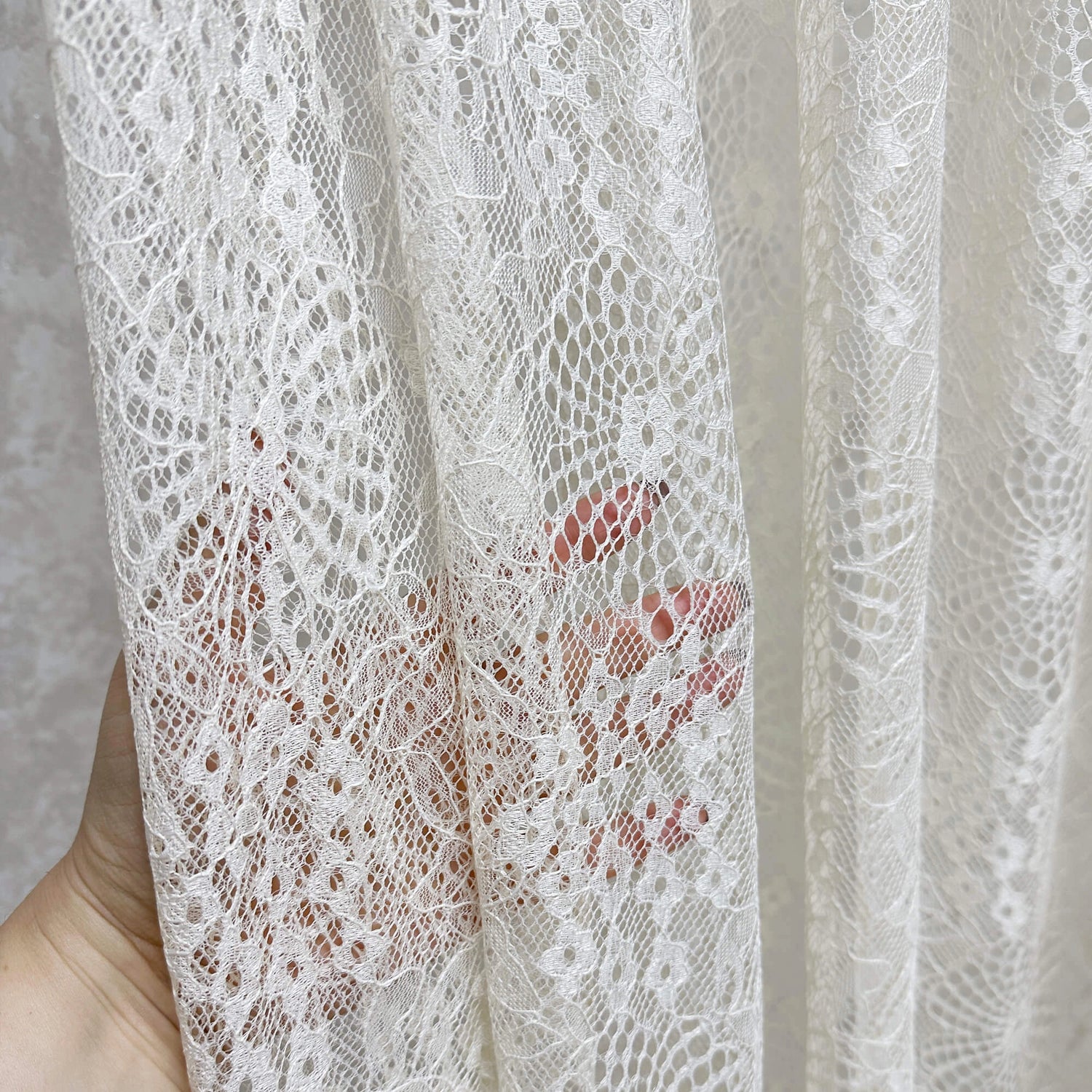 Sheer Curtains from French Lace in Cream color, Retro Vintage Style