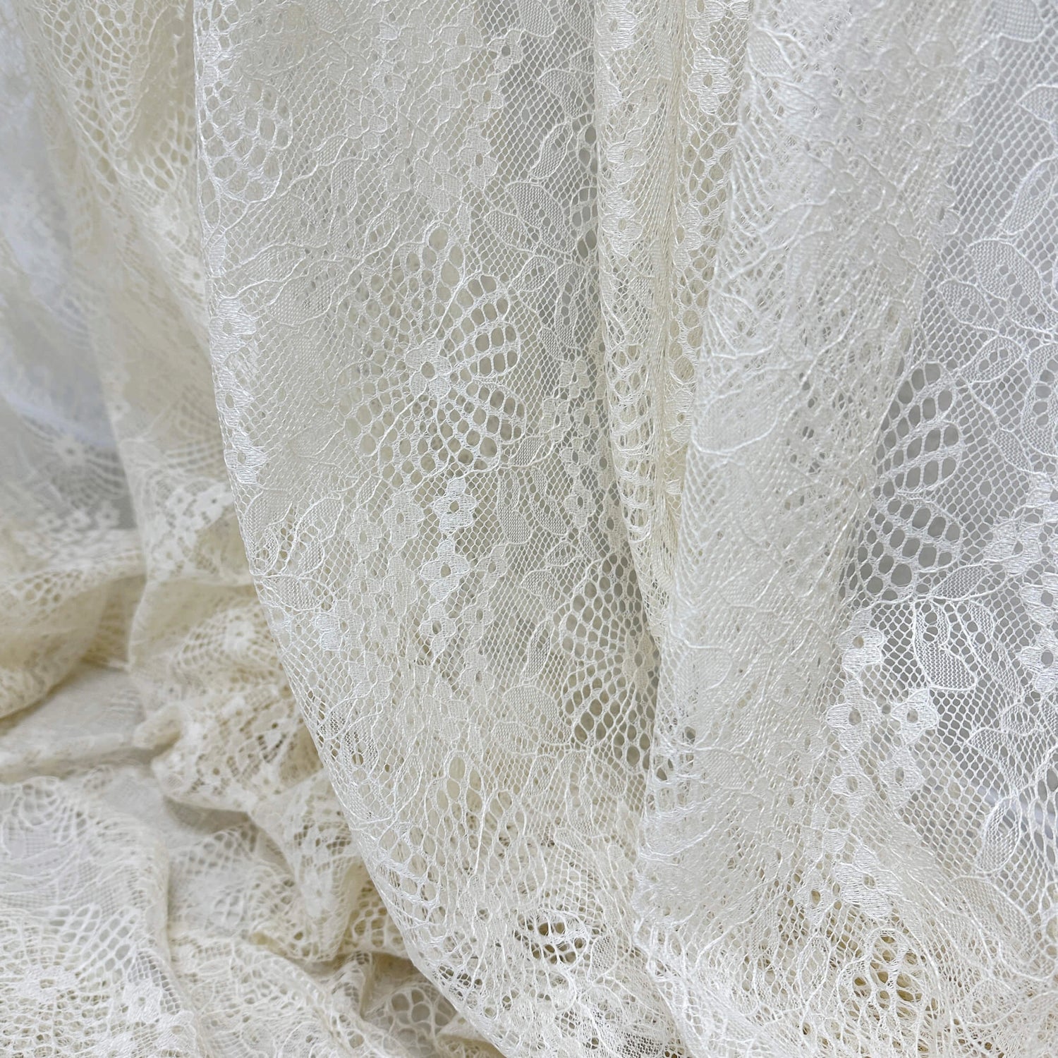 Sheer Curtains from French Lace in Cream color, Retro Vintage Style