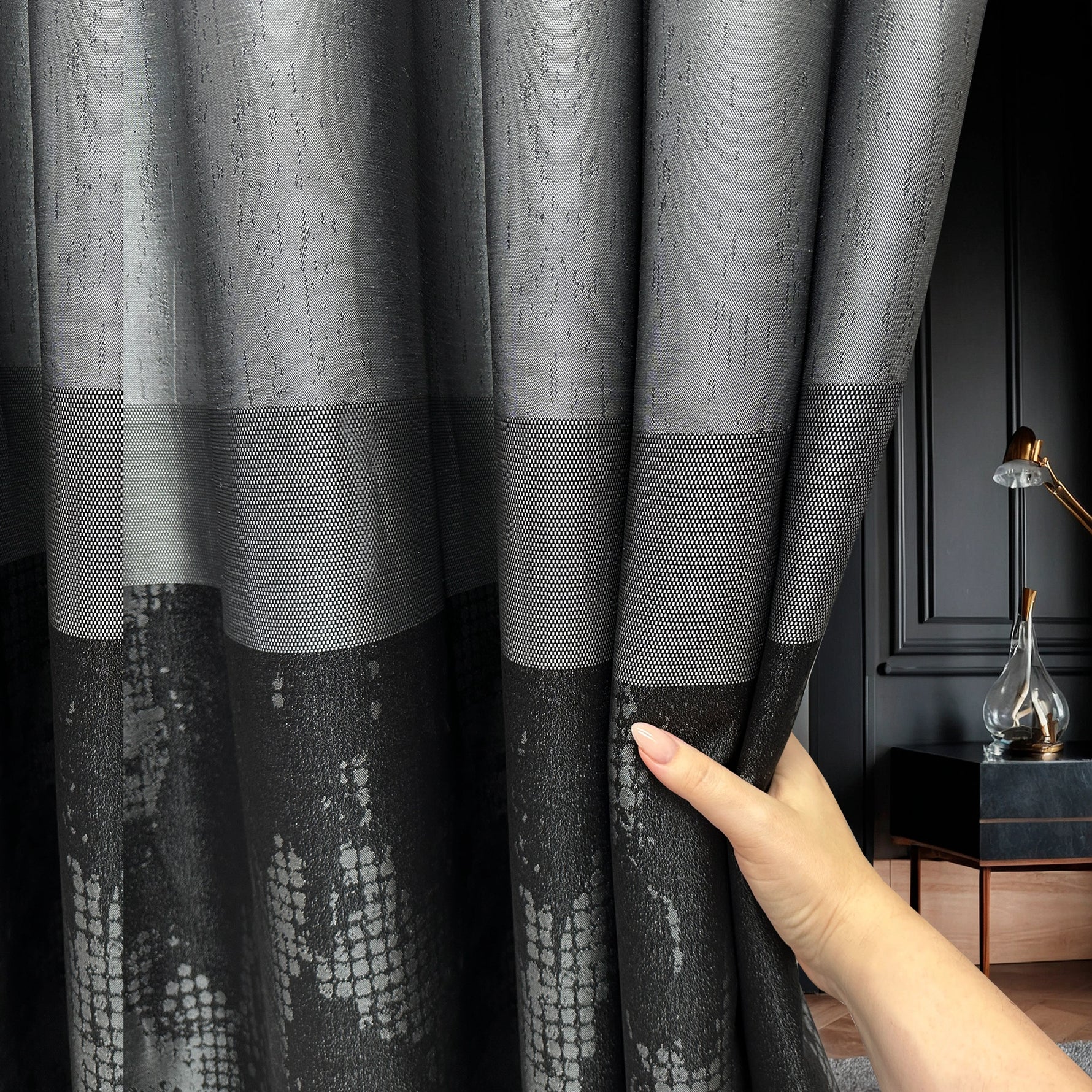 Curtain Panels Striped Gray for Living Room