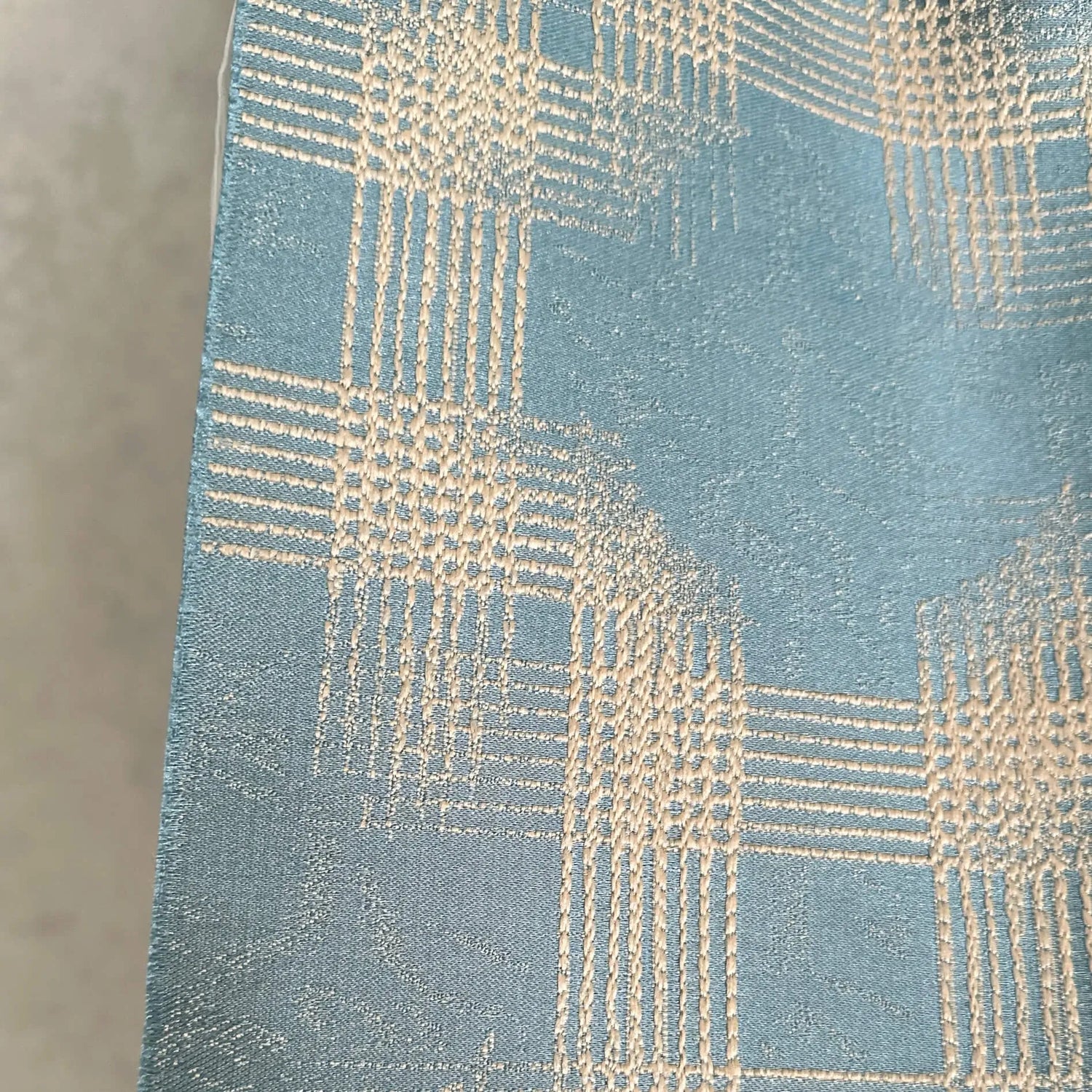fabric for Curtains Jacquard Turquoise-Blue with Geometrical Pattern