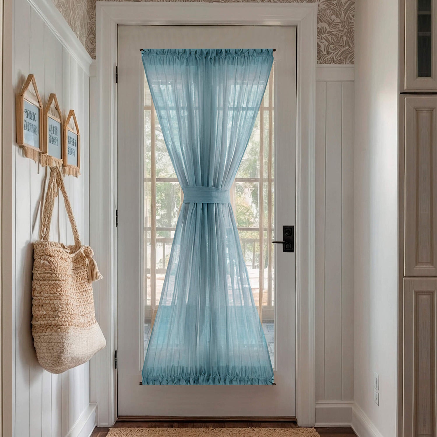 French Front Door Panel Curtains blue