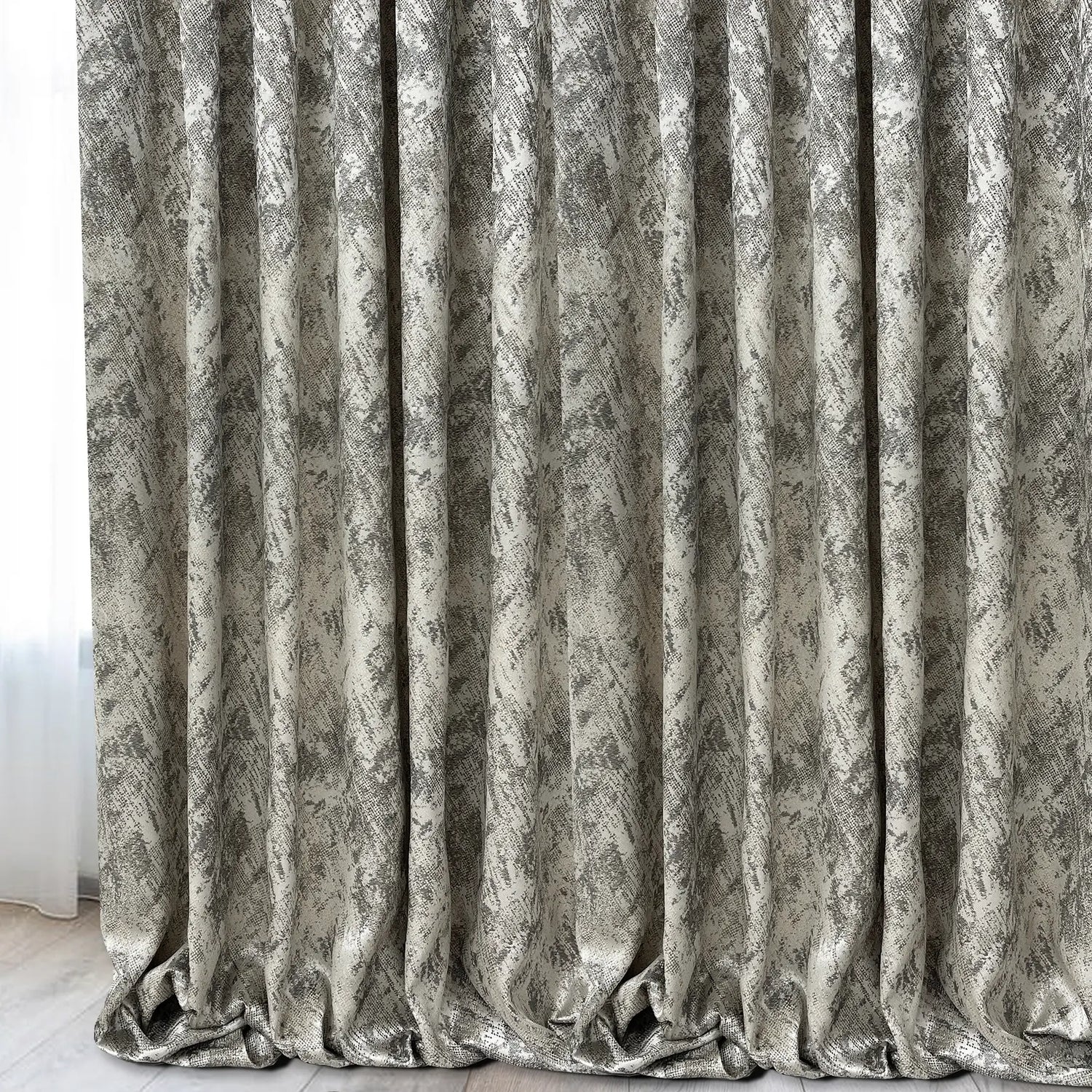 Jacquard Drapery Curtain Modern Abstract Patterned in Taupe Gray
