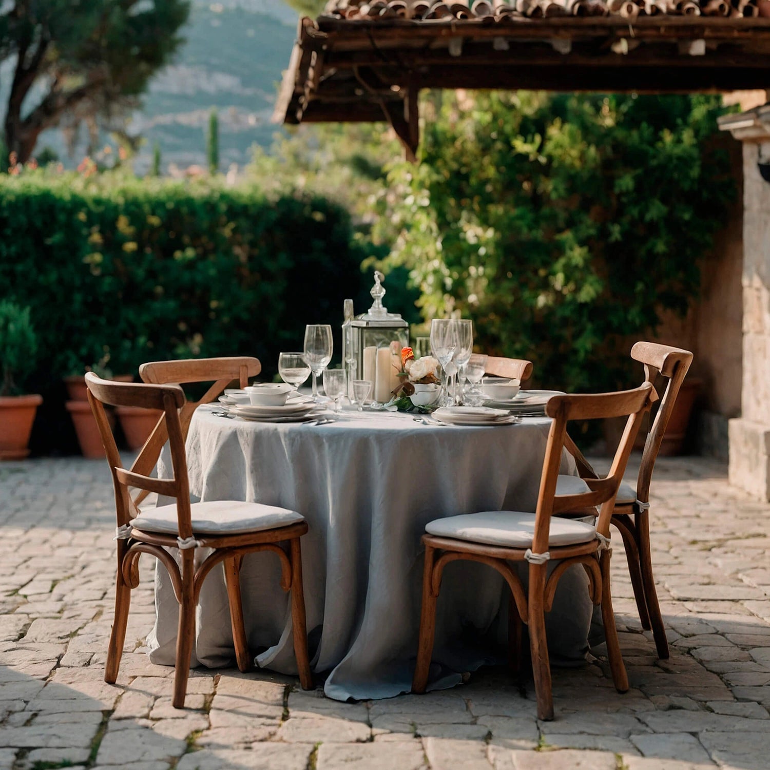Tablecloth Linen Modern Round Gray
