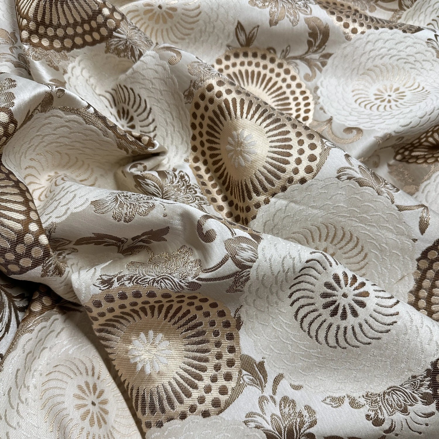 Jacquard fabric for Curtains for Living Room, Bedroom in Retro Vintage Bohemian Style, Custom made, Floral Patterned