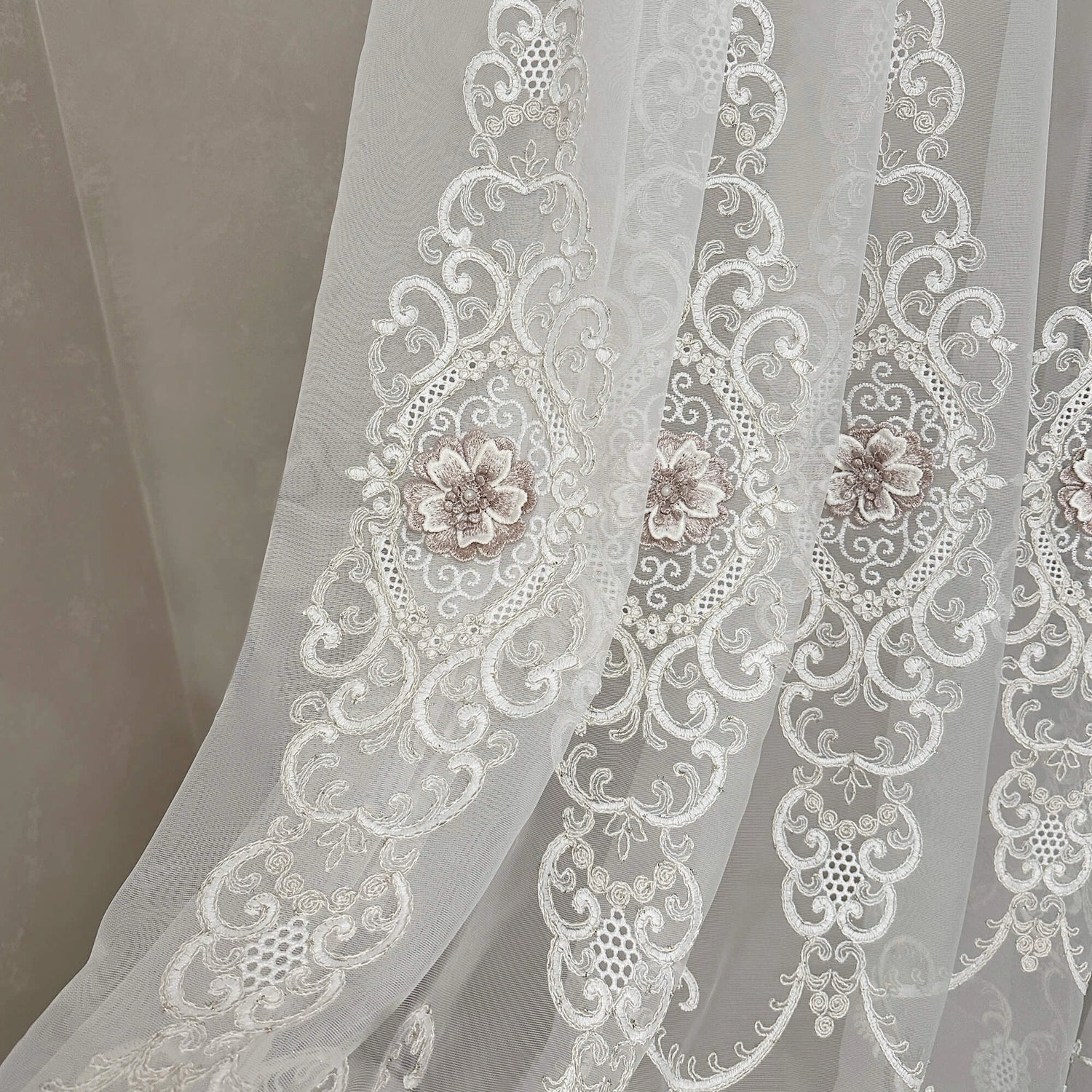 Floral Powder Rose Sheer Tulle Panels
