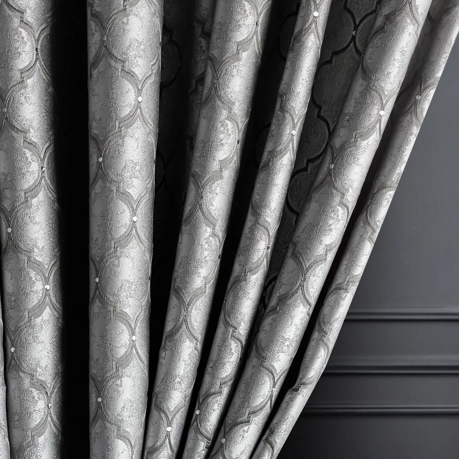 Curtain Panels Silver Gray, Elegant Custom Made in Art Deco Style
