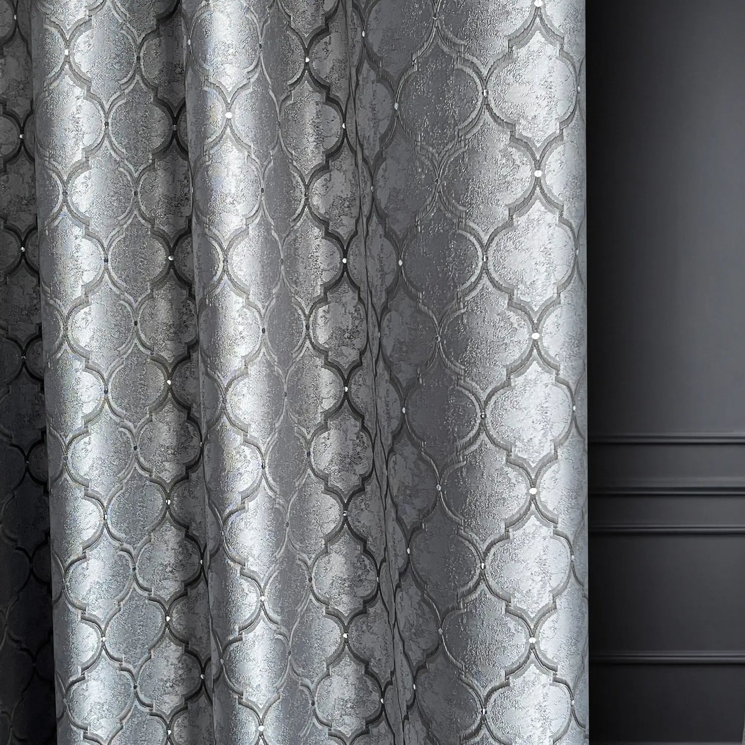 Curtain Panels Silver Gray, Elegant Custom Made in Art Deco Style