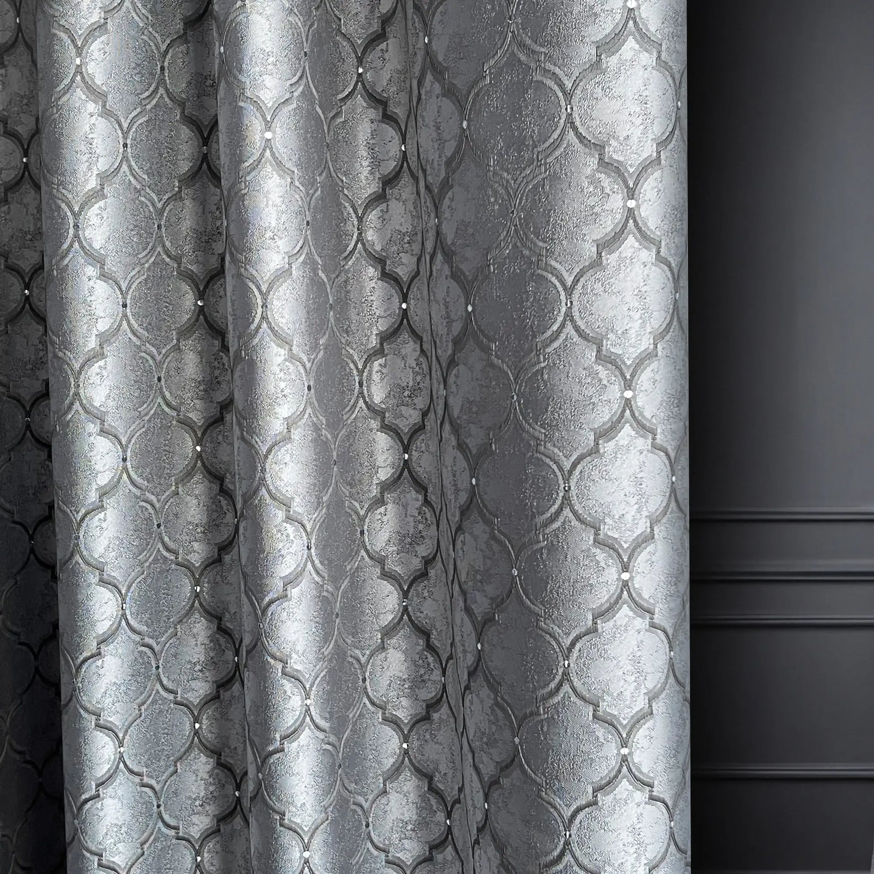 Curtain Panels Silver Gray, Elegant Custom Made in Art Deco Style