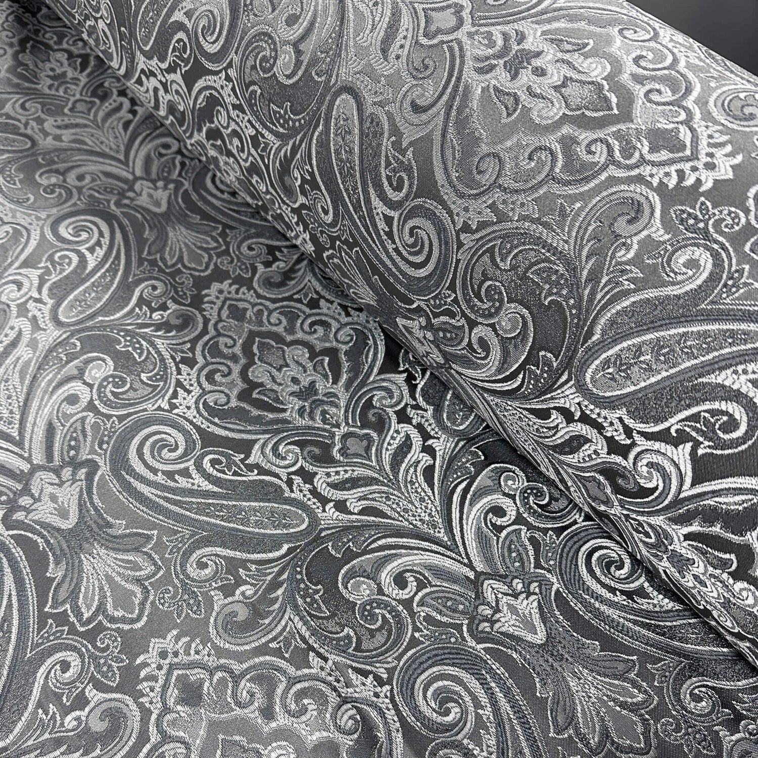Curtains fabric gray Paisley