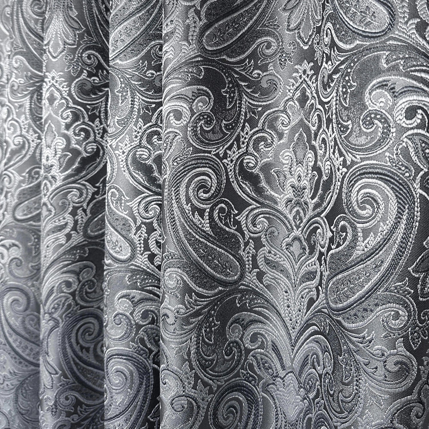 Curtains fabric gray Paisley