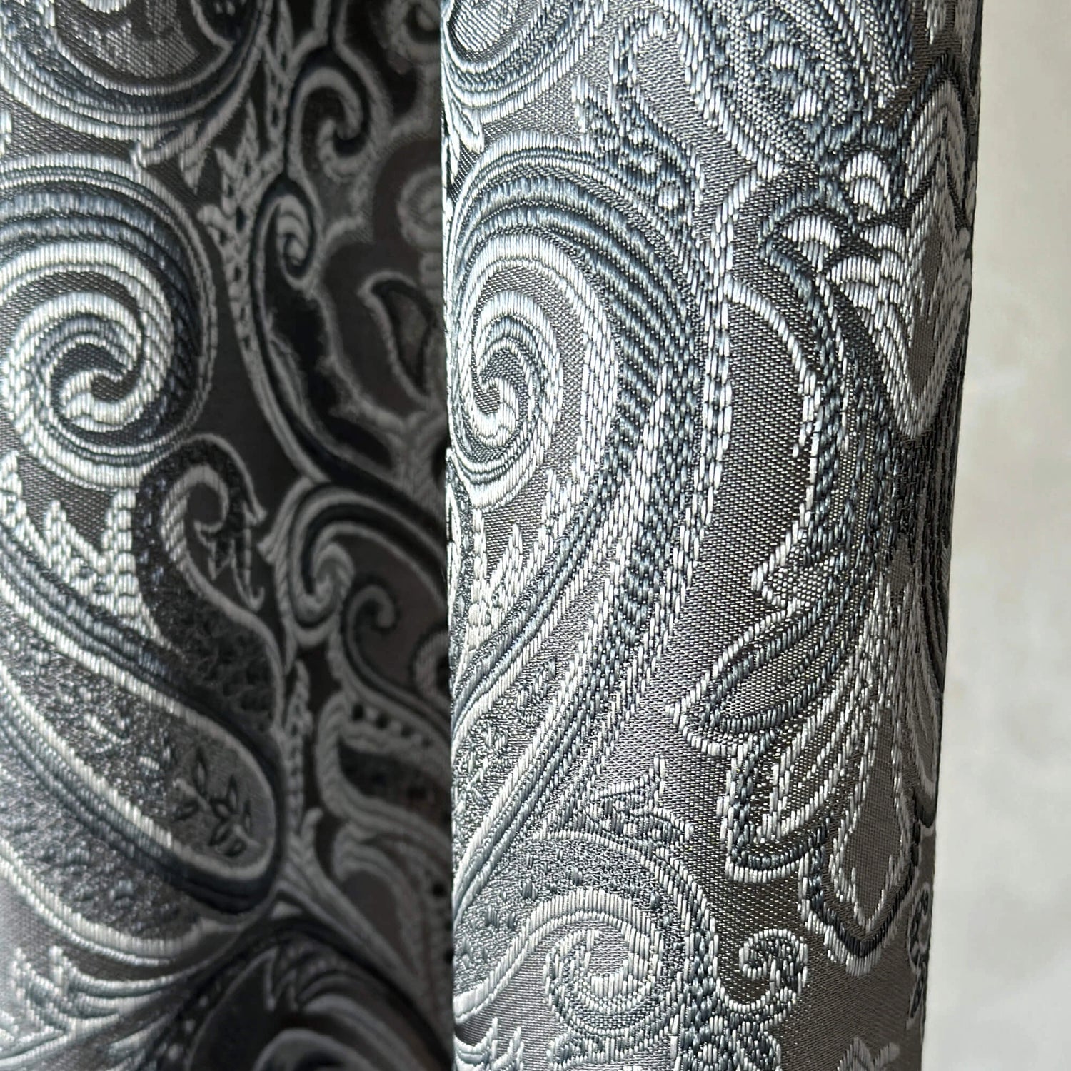 Curtains fabric gray Paisley