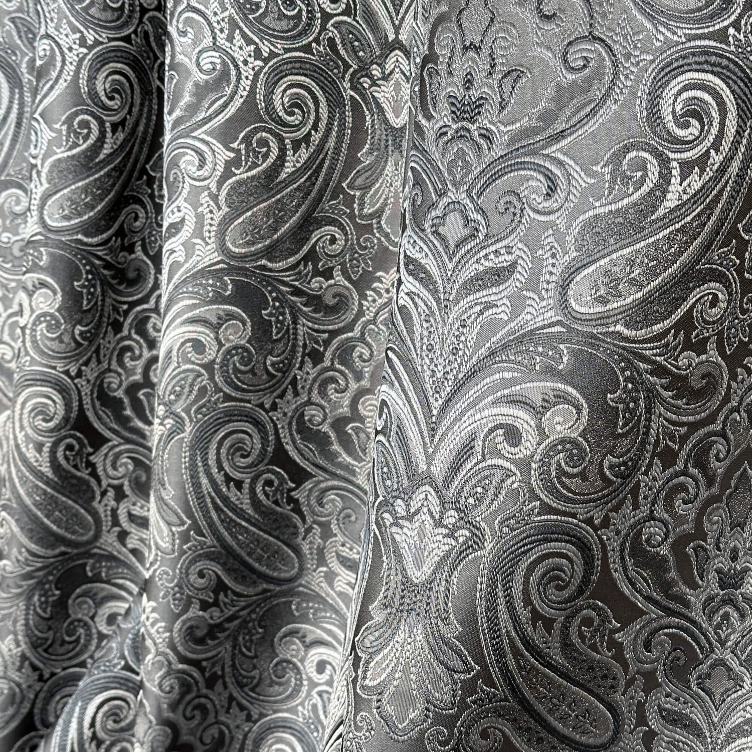 Curtains fabric gray Paisley