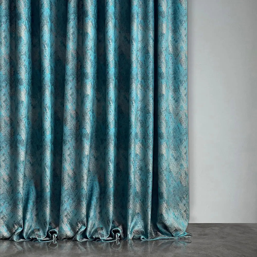 Jacquard Drapery Curtain Modern Turquoise, Abstract Patterned