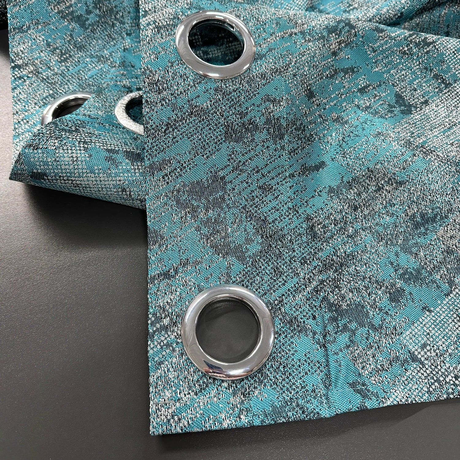 Jacquard Drapery Curtain Modern Turquoise, Abstract Patterned with grommets
