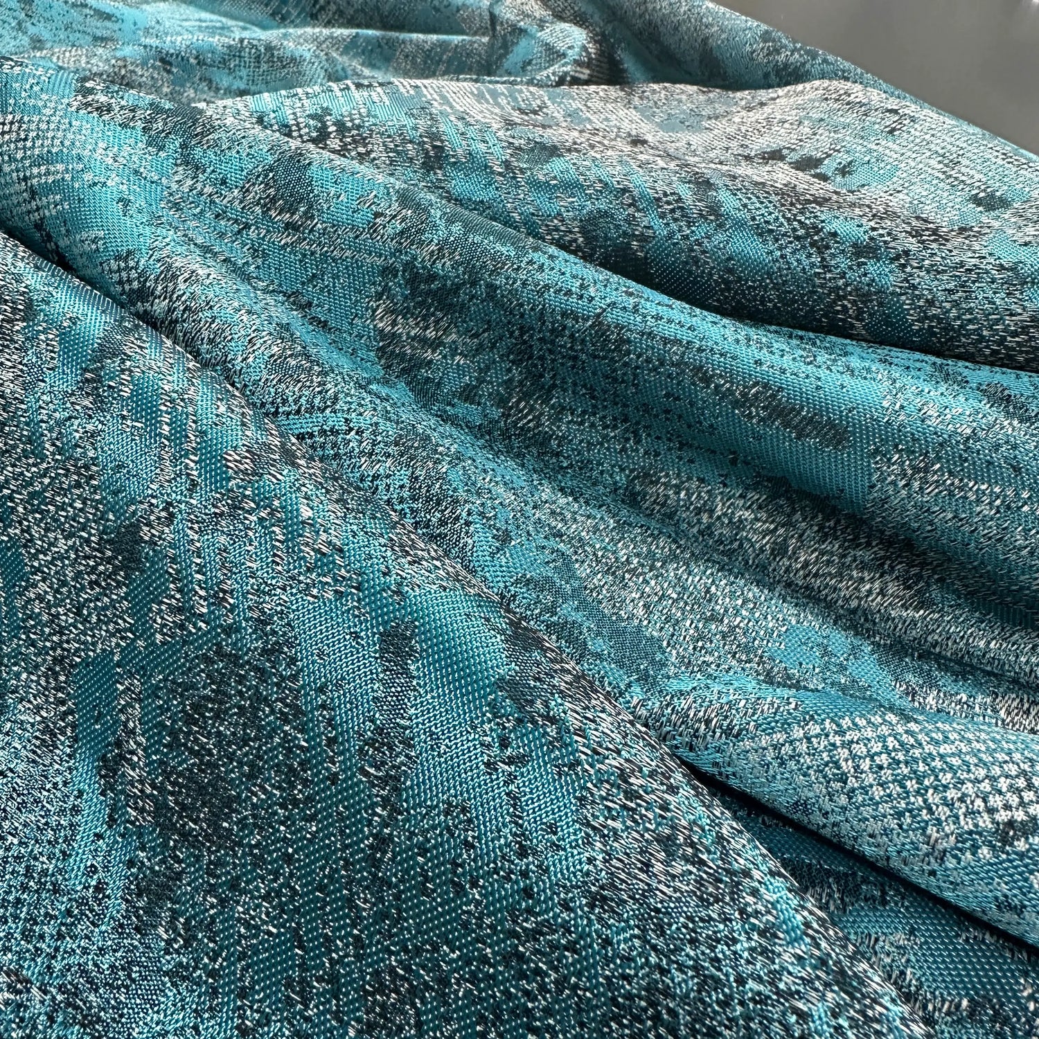 Jacquard Drapery Curtain Modern Turquoise, Abstract Patterned