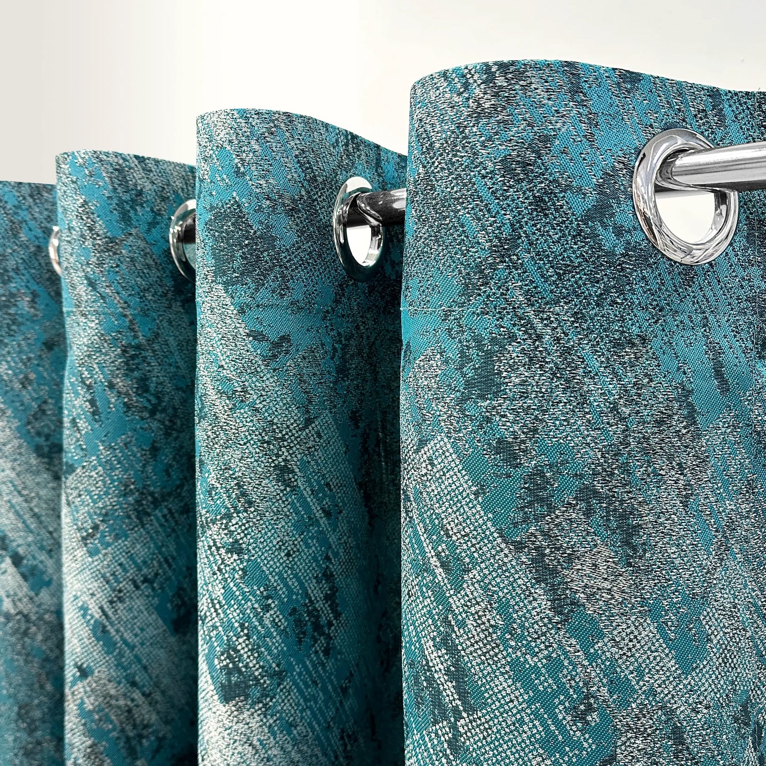 Jacquard Drapery Curtain Modern Turquoise, Abstract Patterned with grommets
