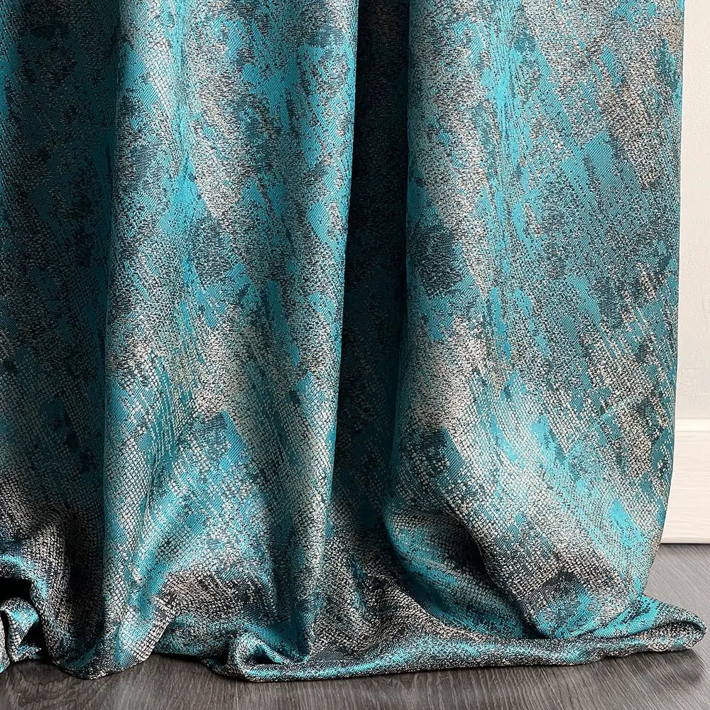 Jacquard Drapery Curtain Modern Turquoise, Abstract Patterned