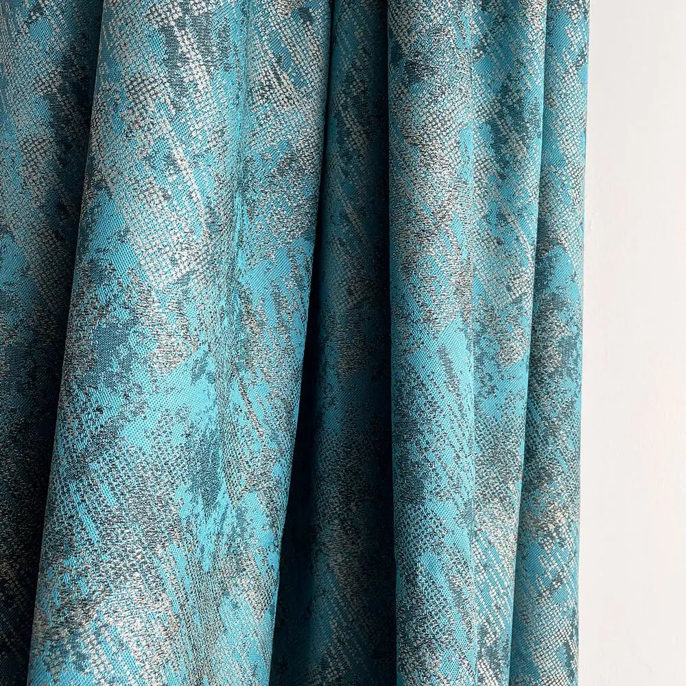 Jacquard Drapery Curtain Modern Turquoise, Abstract Patterned