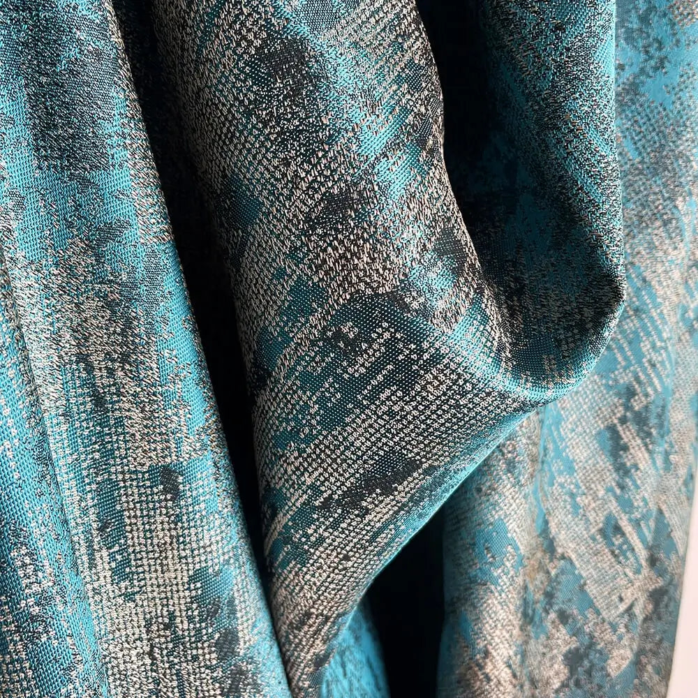 Jacquard Drapery Curtain Modern Turquoise, Abstract Patterned