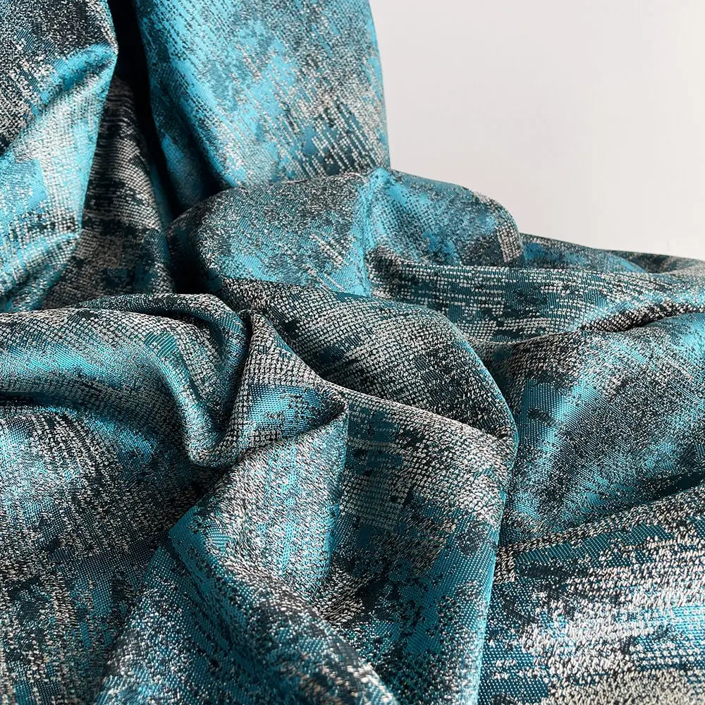 Jacquard Drapery Curtain Modern Turquoise, Abstract Patterned