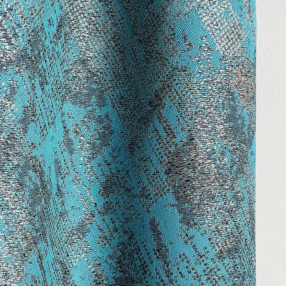 Jacquard Drapery Curtain Modern Turquoise, Abstract Patterned