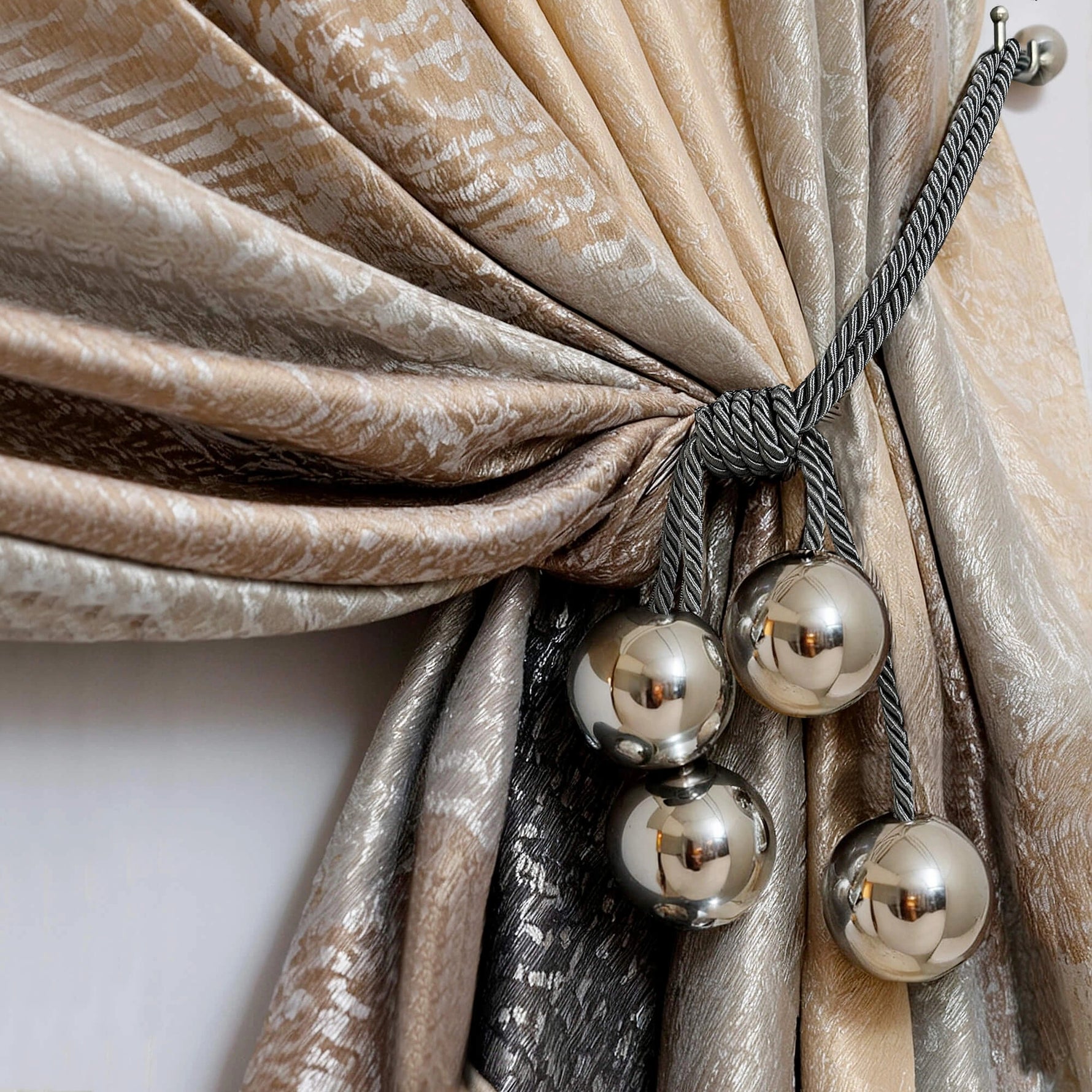 Curtain Holdback with Silver Mirrored Balls