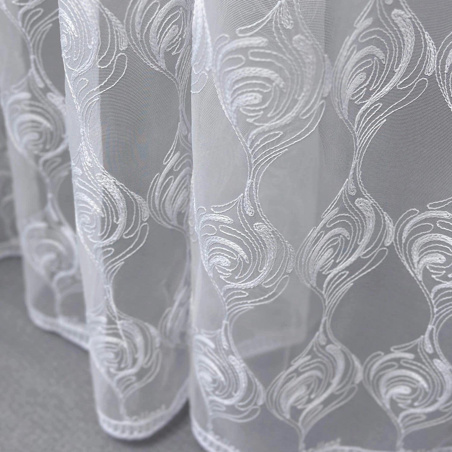 Lace Tulle Curtains Elegant Classic, Custom Made, Modern White Curl Embroidered