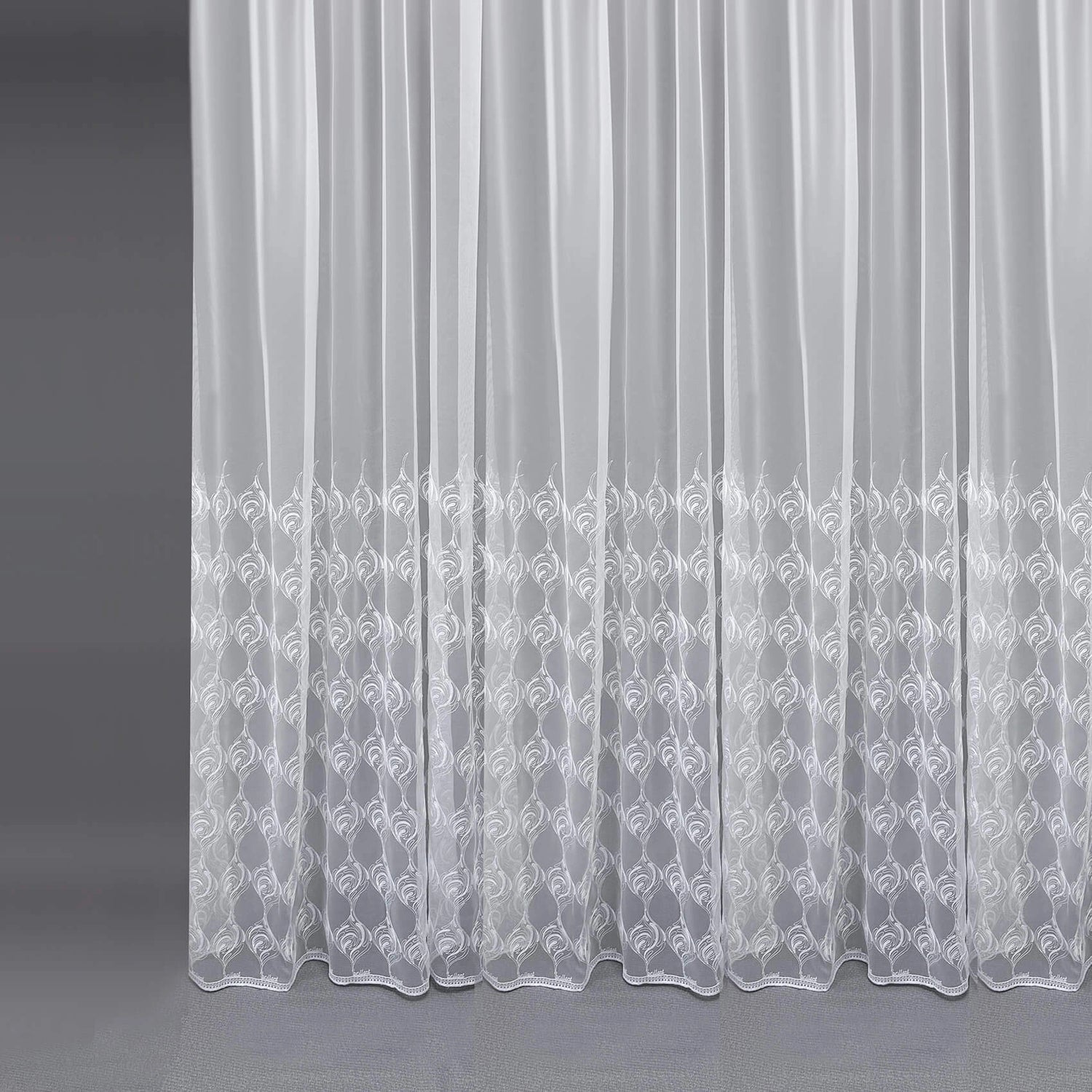 Lace Tulle Curtains Elegant Classic, Custom Made, Modern White Curl Embroidered