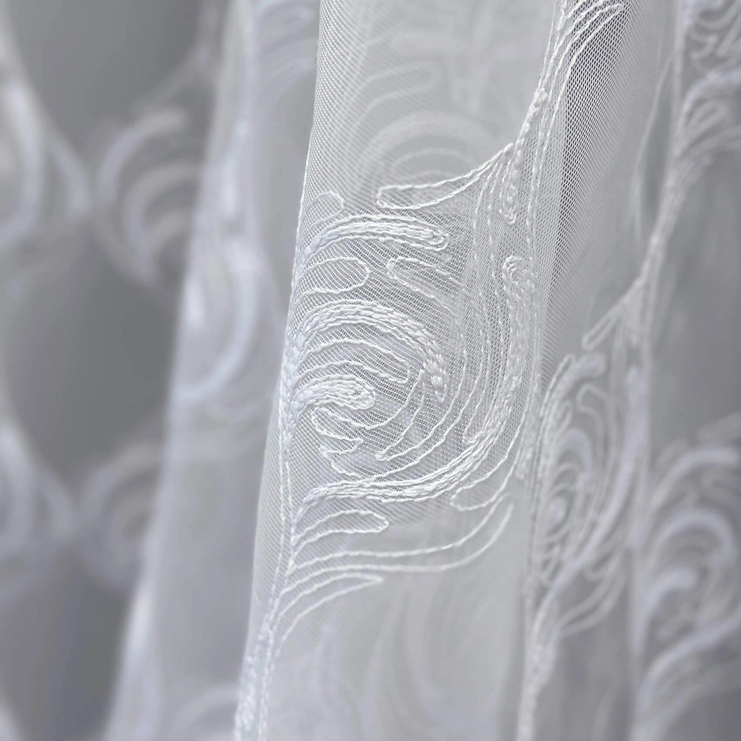 Lace Tulle Curtains Elegant Classic, Custom Made, Modern White Curl Embroidered