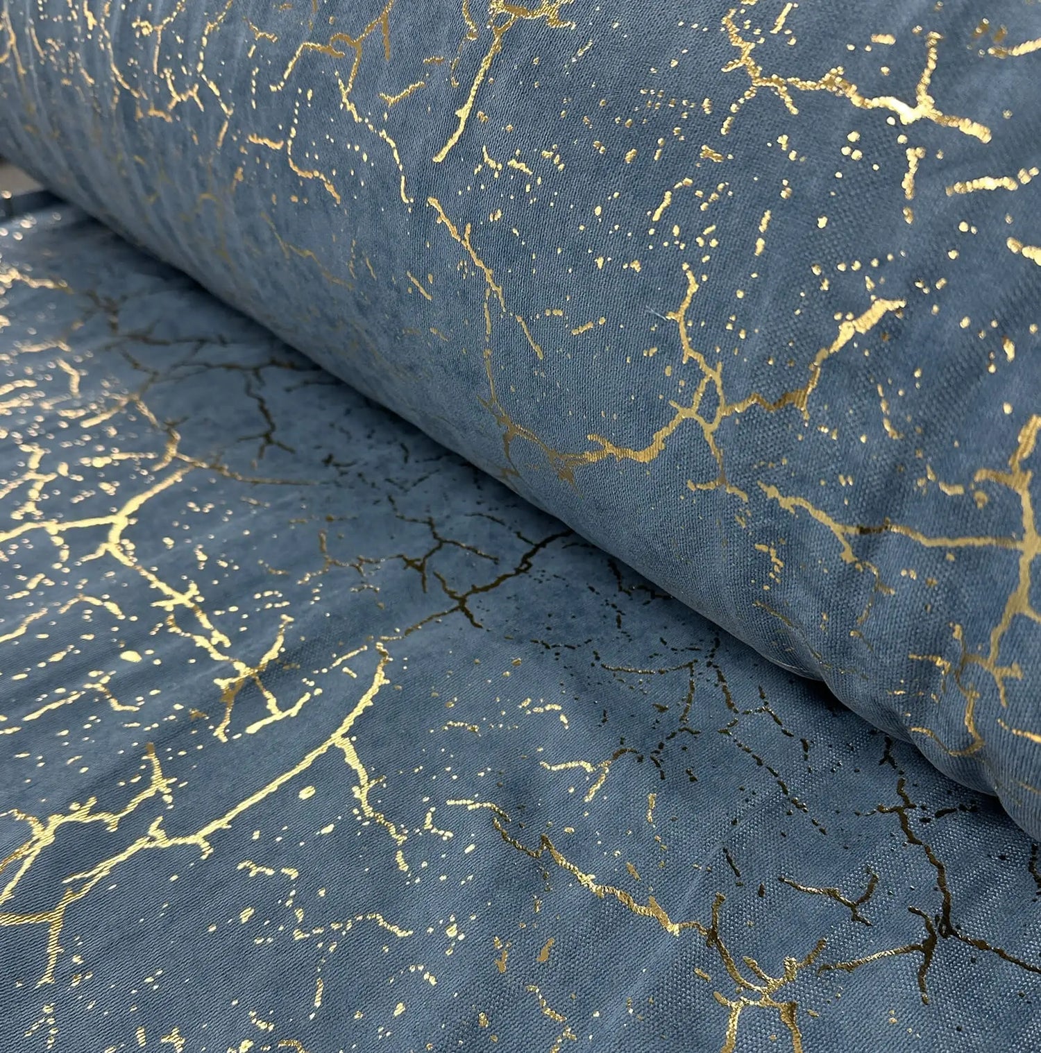 Curtains Micro Velvet in Blue / Gold Luxury Pattern for Chic Home Decor, Custom Made