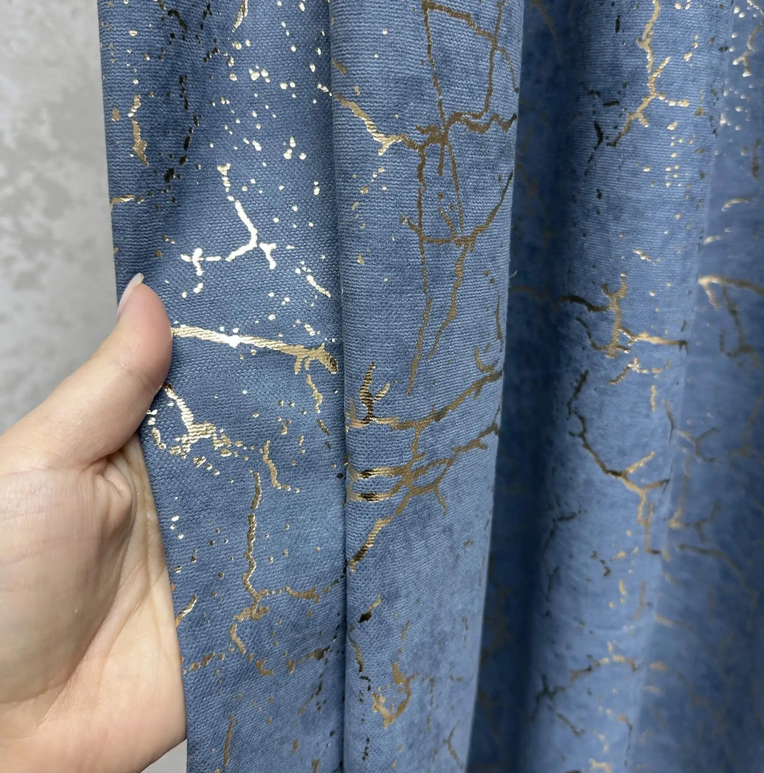 Curtains Micro Velvet in Blue / Gold Luxury Pattern for Chic Home Decor, Custom Made