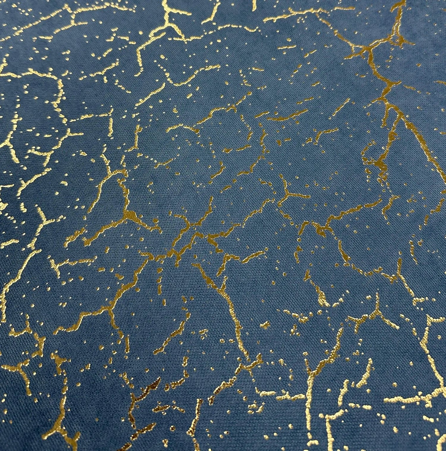 Fabric Velvet for Curtains in Blue / Gold Luxury Pattern for Chic Home Decor