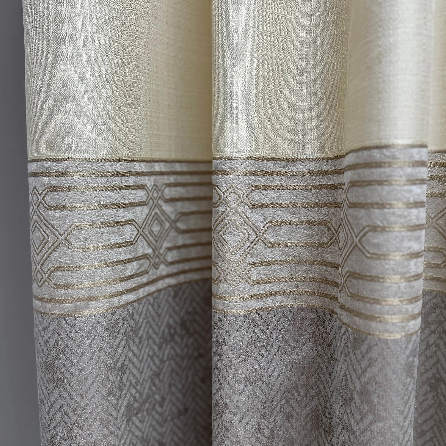 Curtain Panels Stylish Modern Living Room Cream Gray Striped