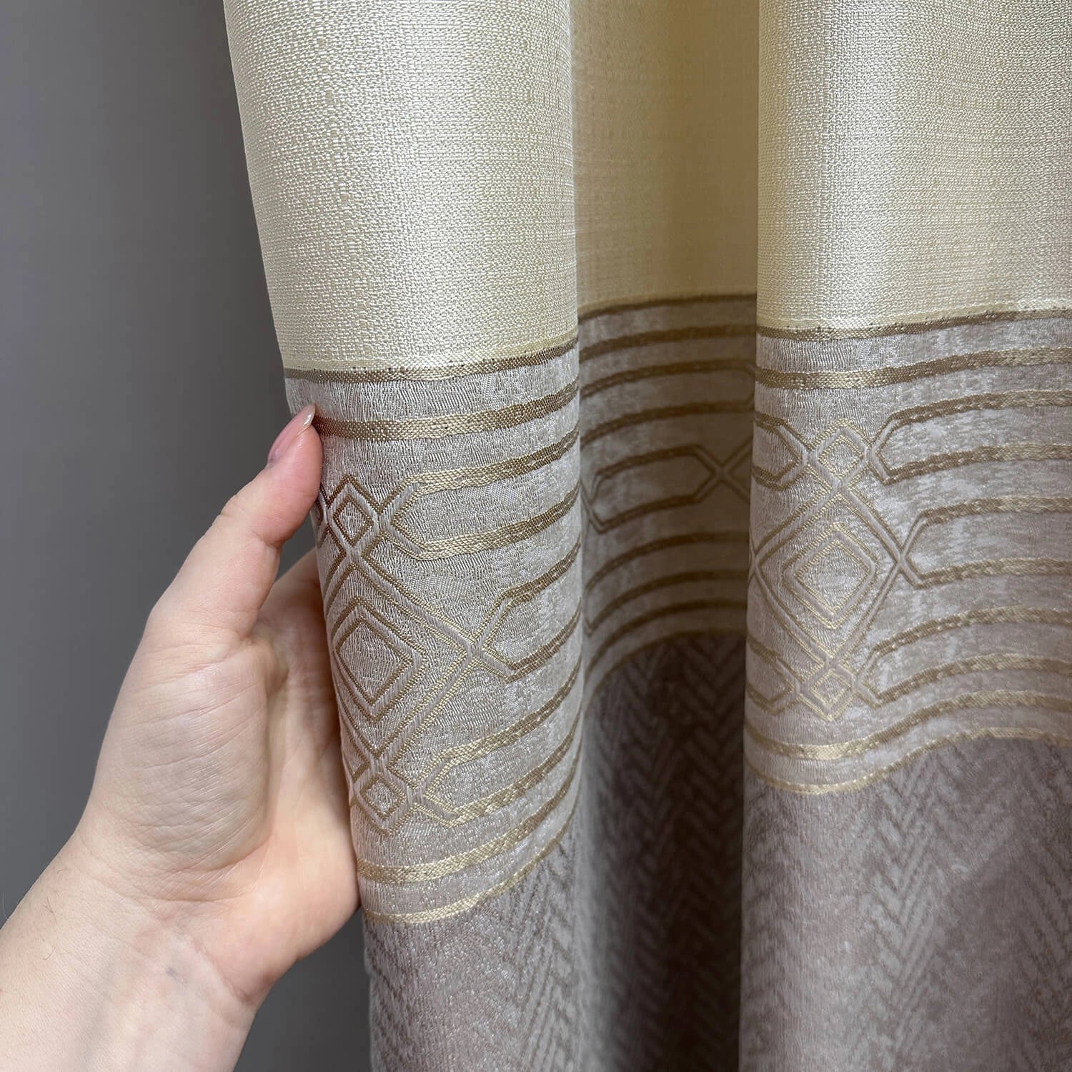 Curtain Panels Stylish Modern Living Room Cream Gray Striped