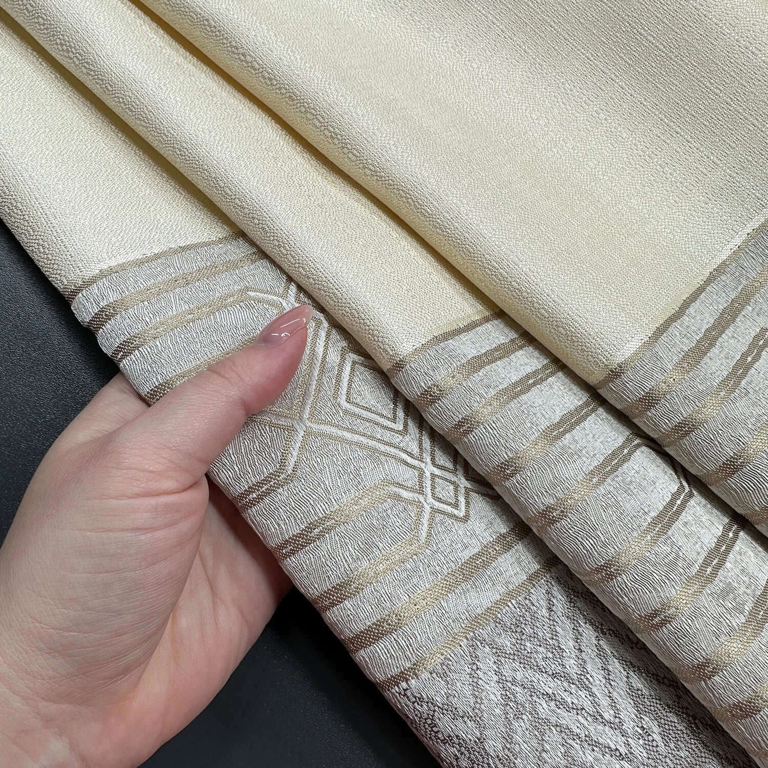 Curtain Panels Stylish Modern Living Room Cream Gray Striped